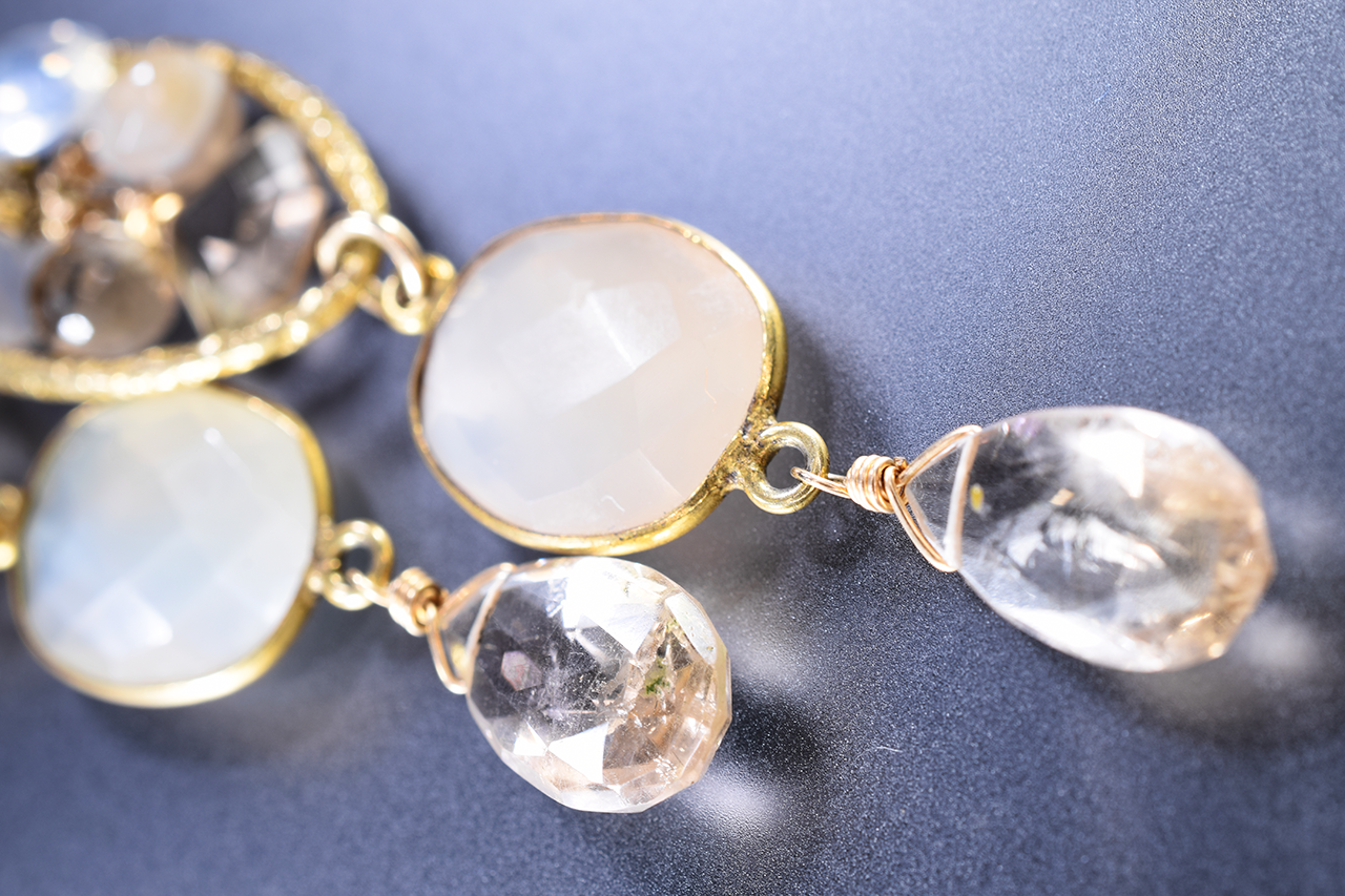 Golden Rutile and Gemstone Earrings