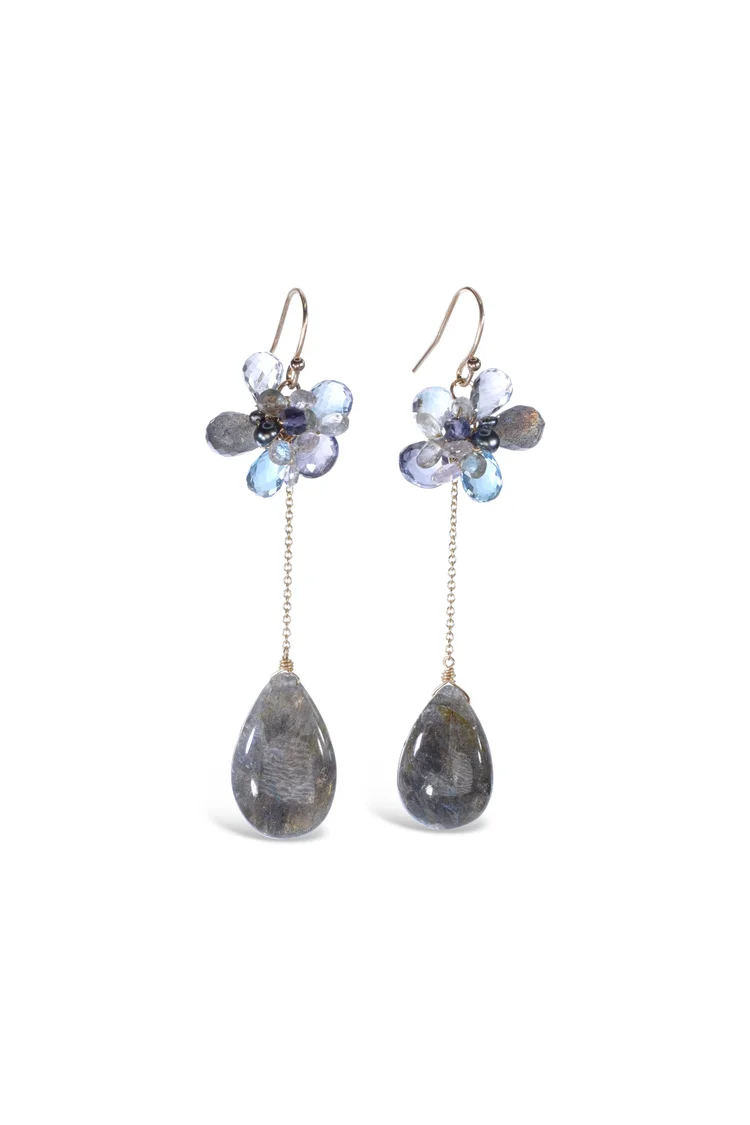 Labradorite And Gemstone Drop Earrings, by Andrea Li