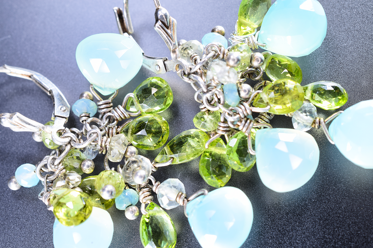 Gemstone Cluster Earrings