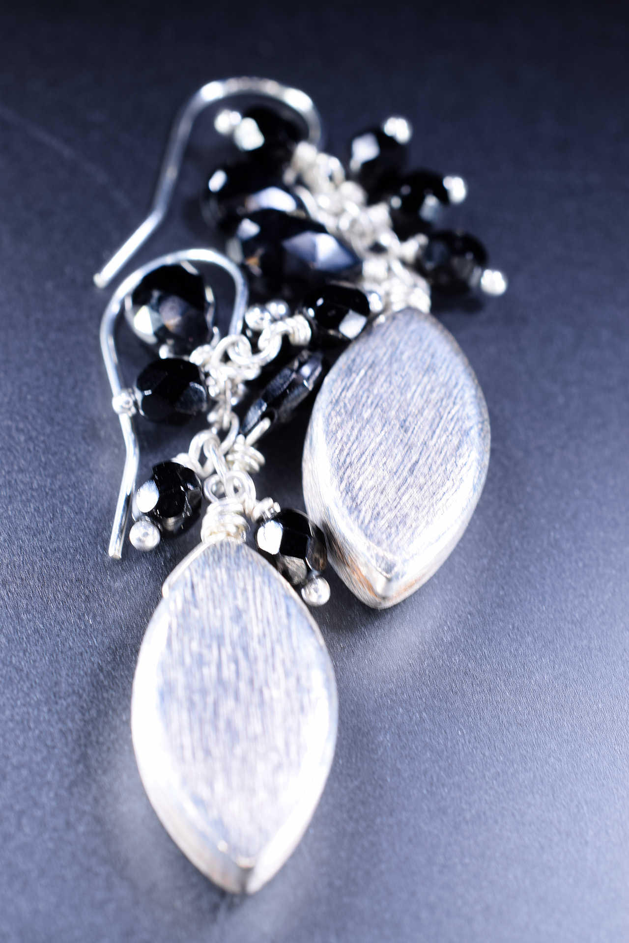 Black Spinel and Sterling Silver Earrings