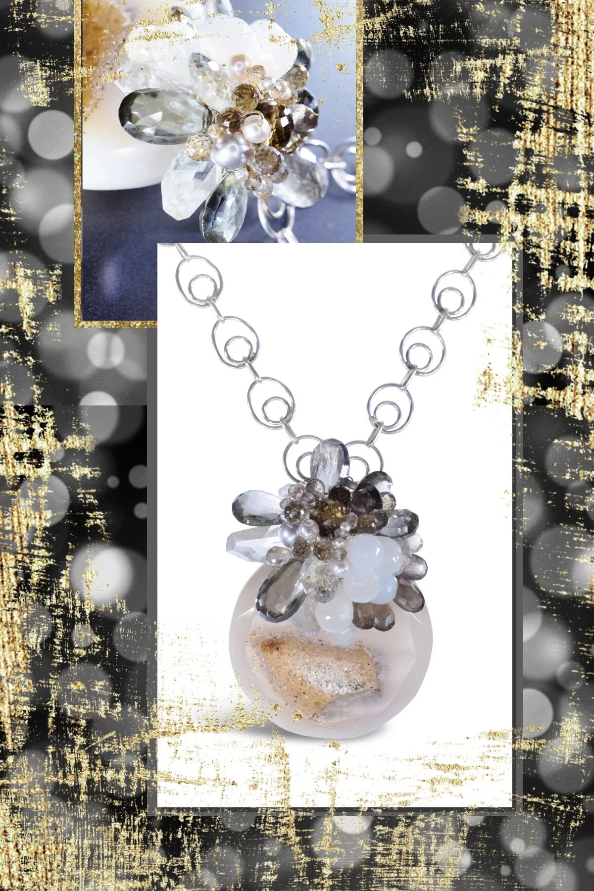 round-druzy-and-gemstone-pendant-necklace