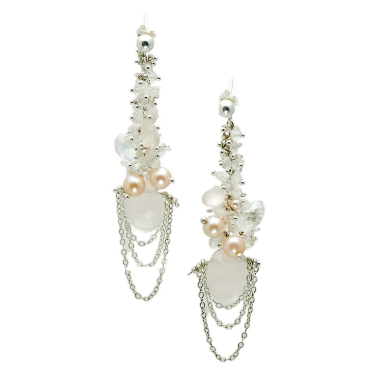 Rose Quartz Chandelier Earrings, by Andrea Li