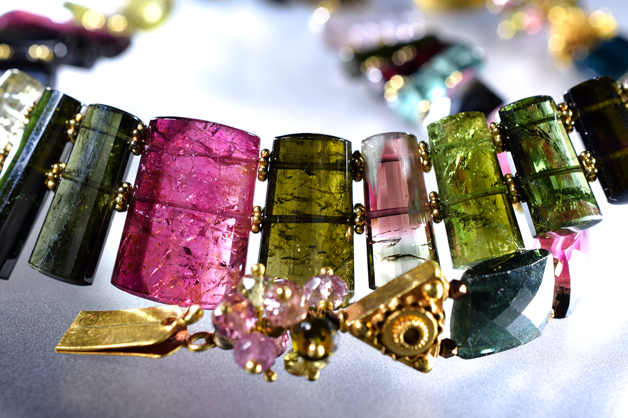 Fancy Cut Tourmaline and Solid 18k Gold Necklace