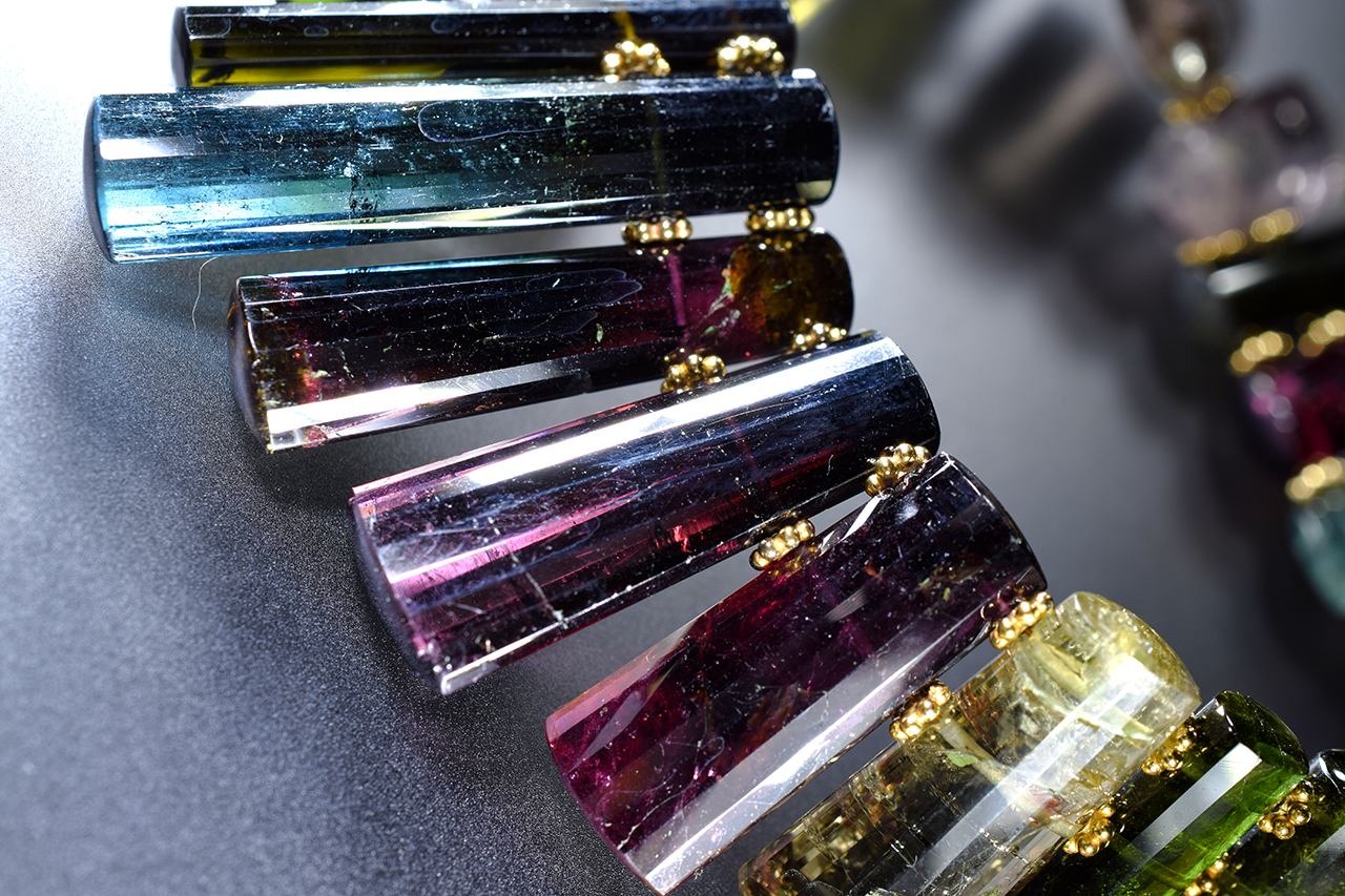 Fancy Cut Tourmaline and Solid 18k Gold Necklace