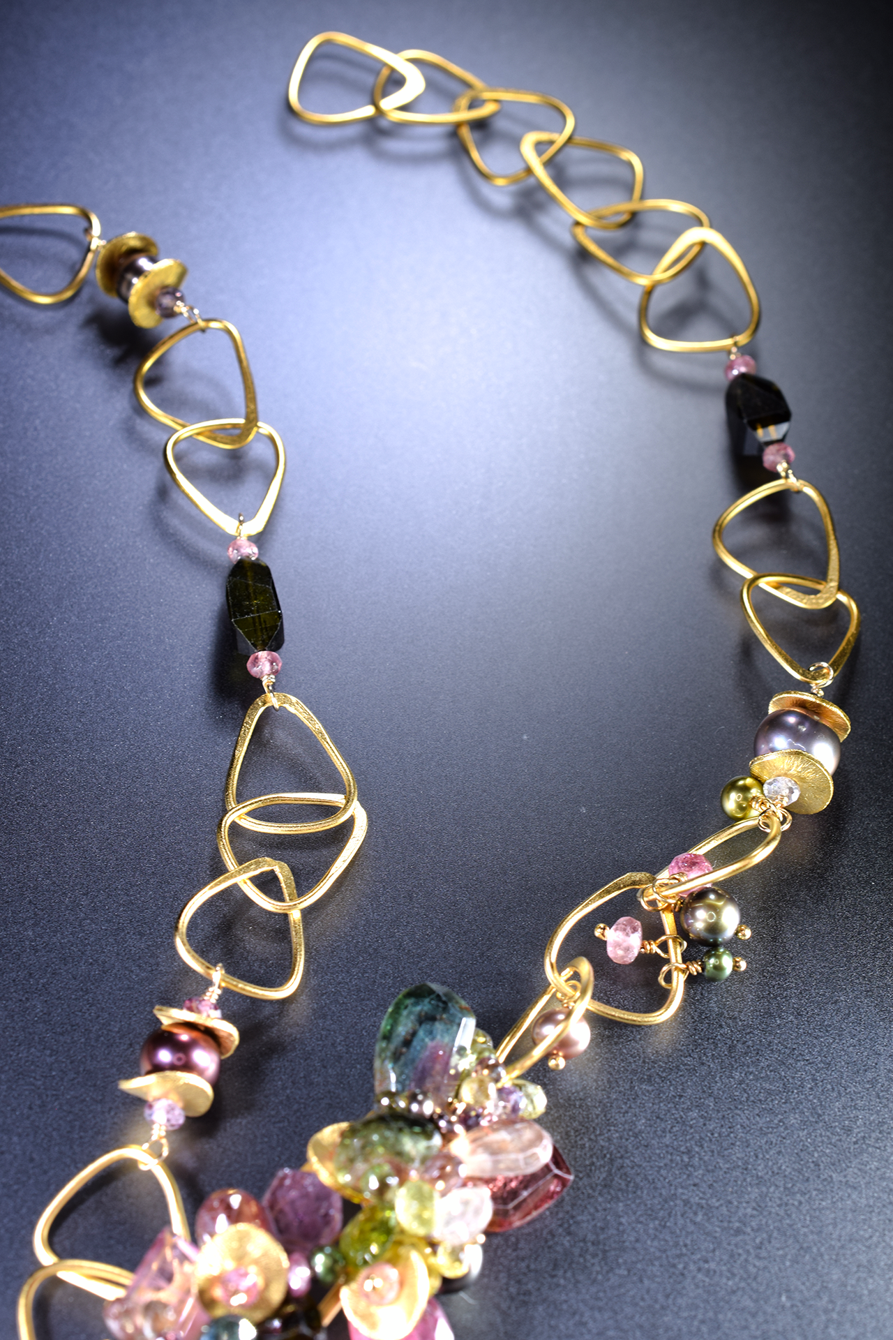 Long Tourmaline and Gemstone Necklace 