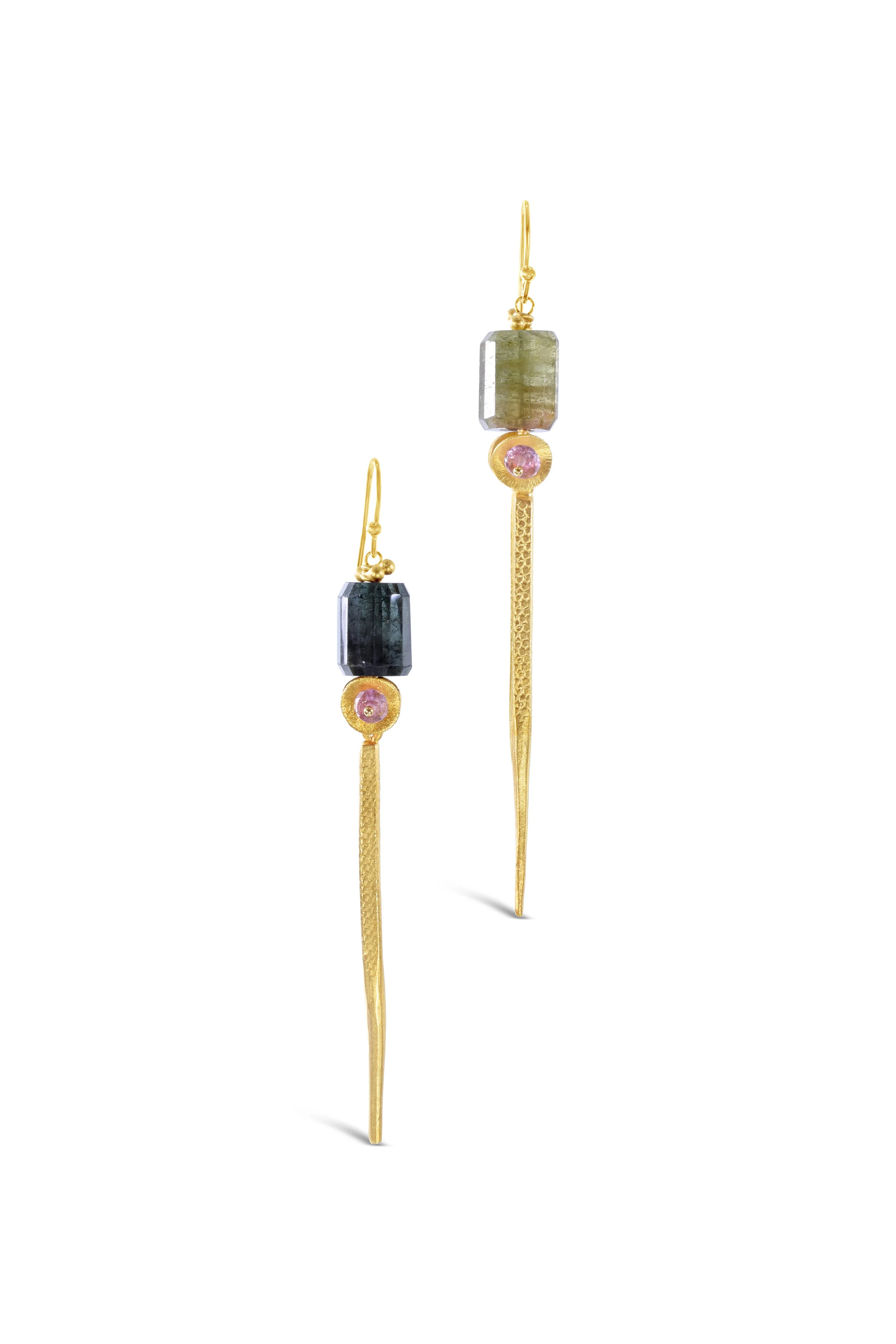 Single Spike Green Tourmaline Earrings