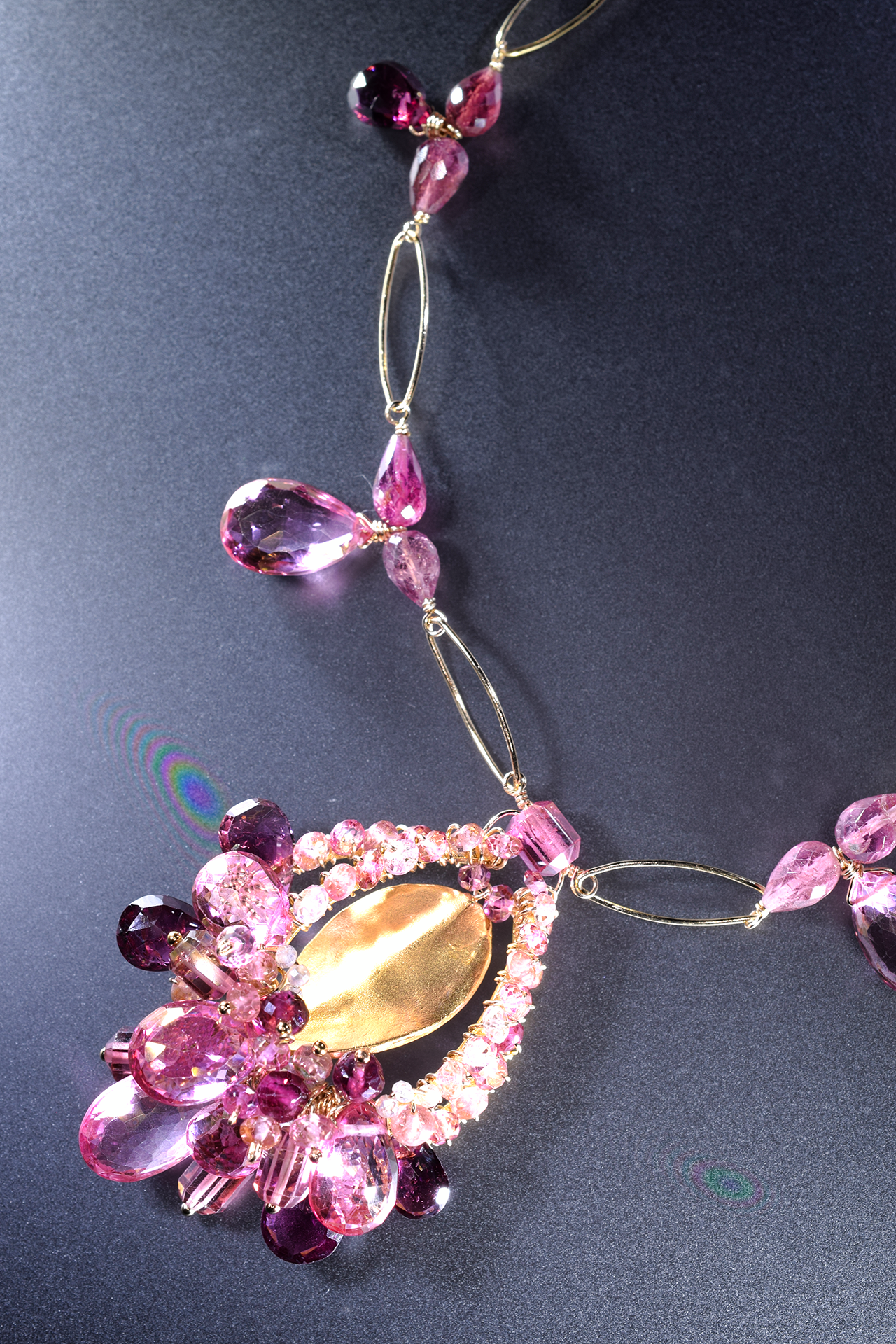 Pink Topaz and Gemstone Pendant Necklace