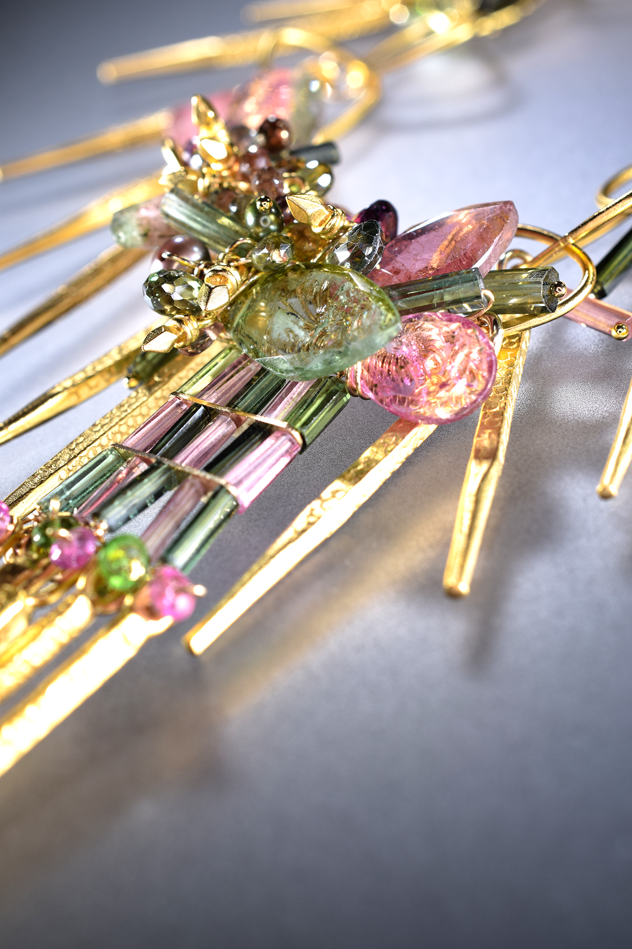 Tourmaline and 24k Gold Vermeil Spike Necklace