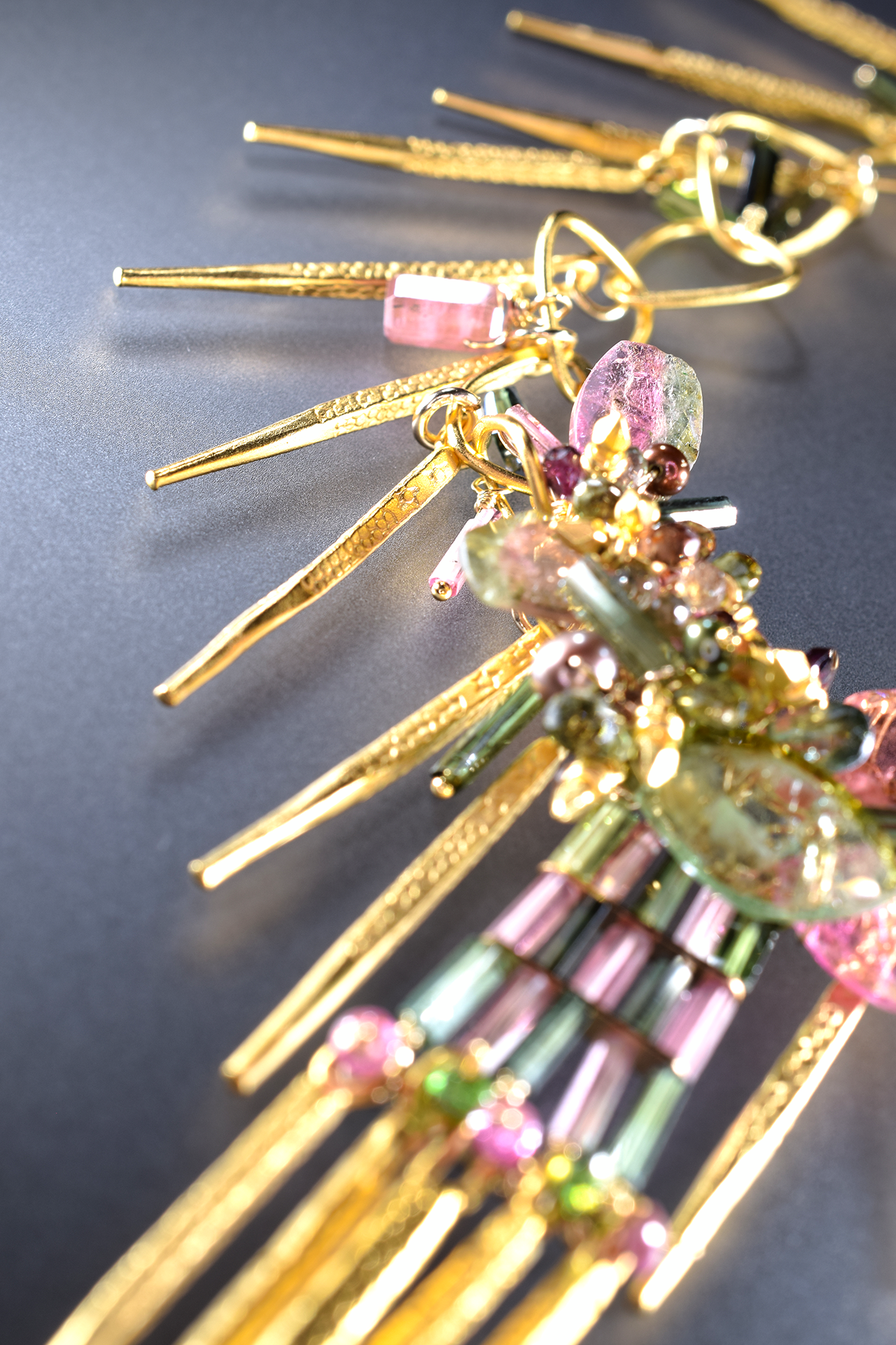 Tourmaline and 24k Gold Vermeil Spike Necklace