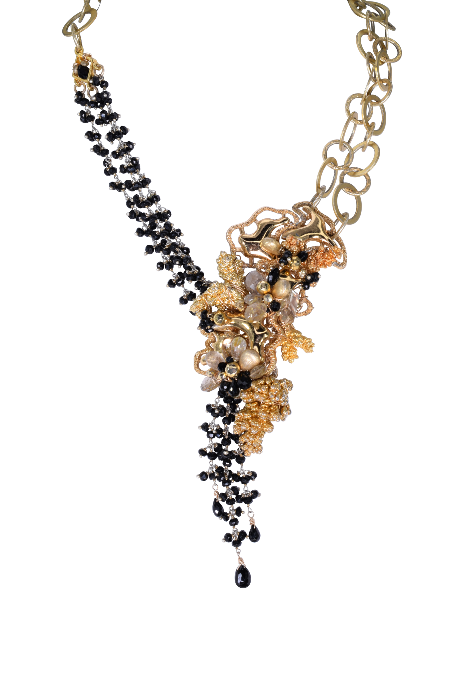 Black Spinel and Gold Multi-Drop Necklace — ANDREA LI