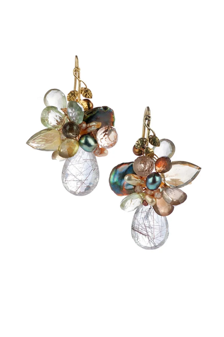 Gemstone and Pearl Earrings, by Andrea Li
