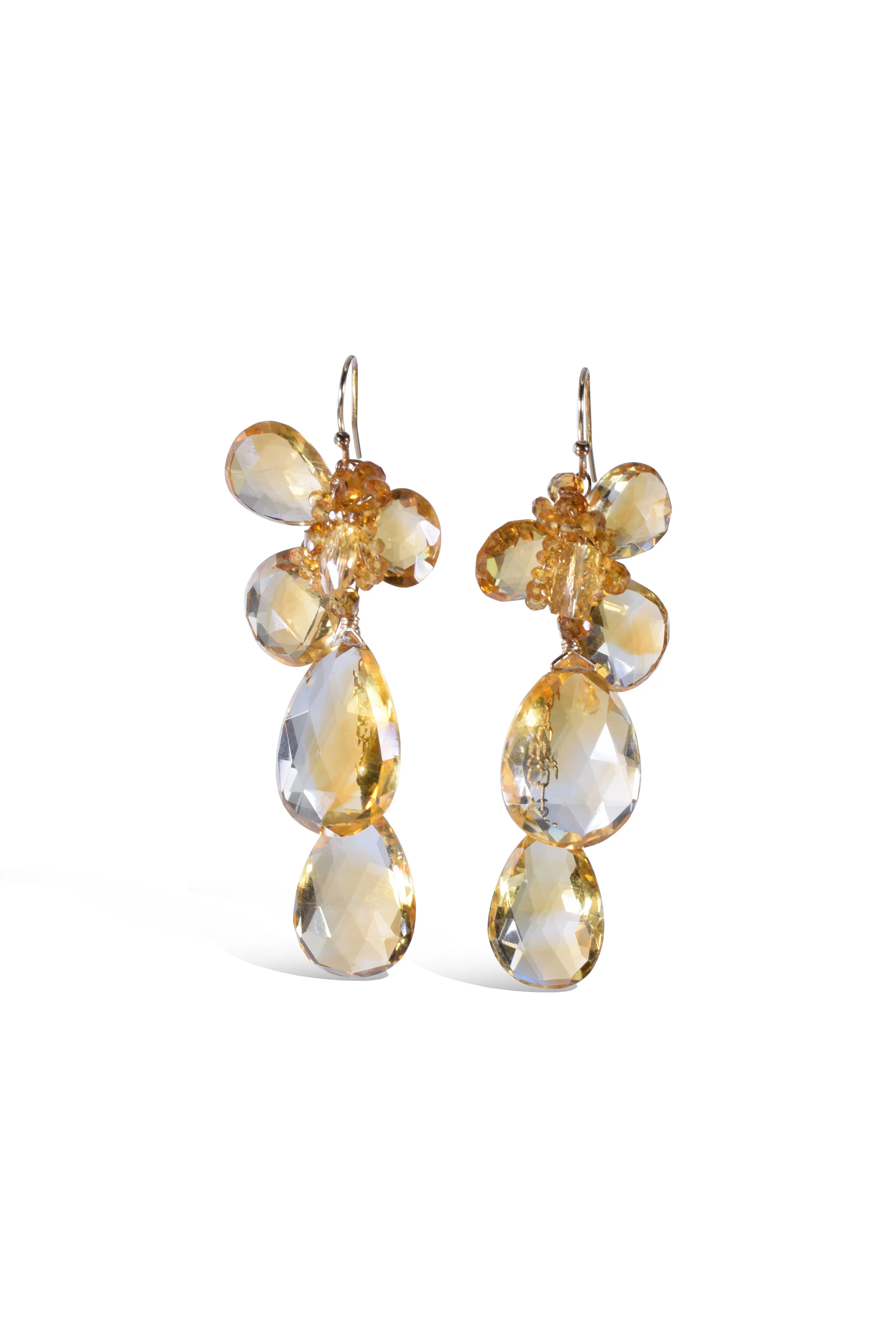 Large Citrine Briolette Statement Earrings