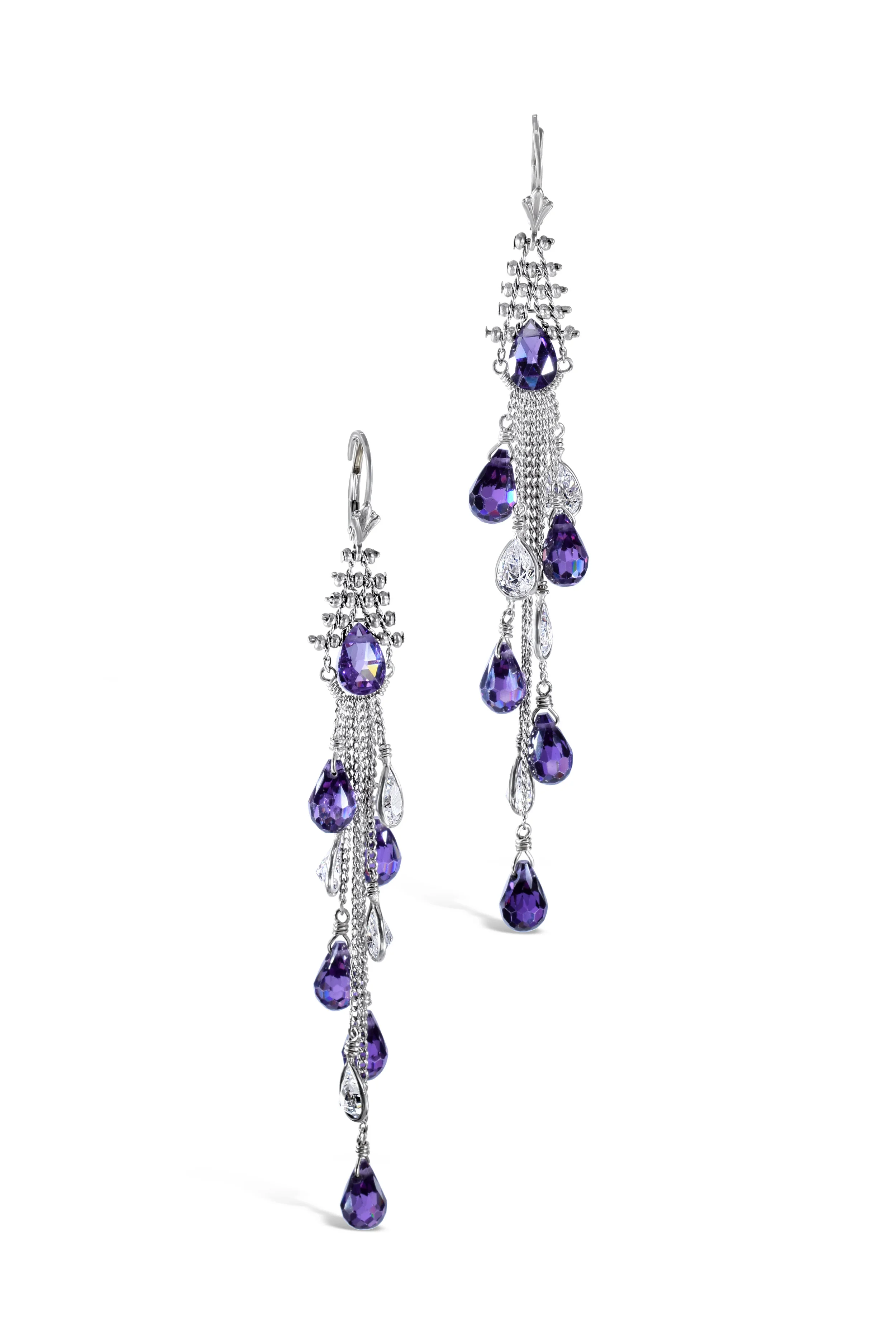 Amethyst Swarovski Crystal Pendant Earrings