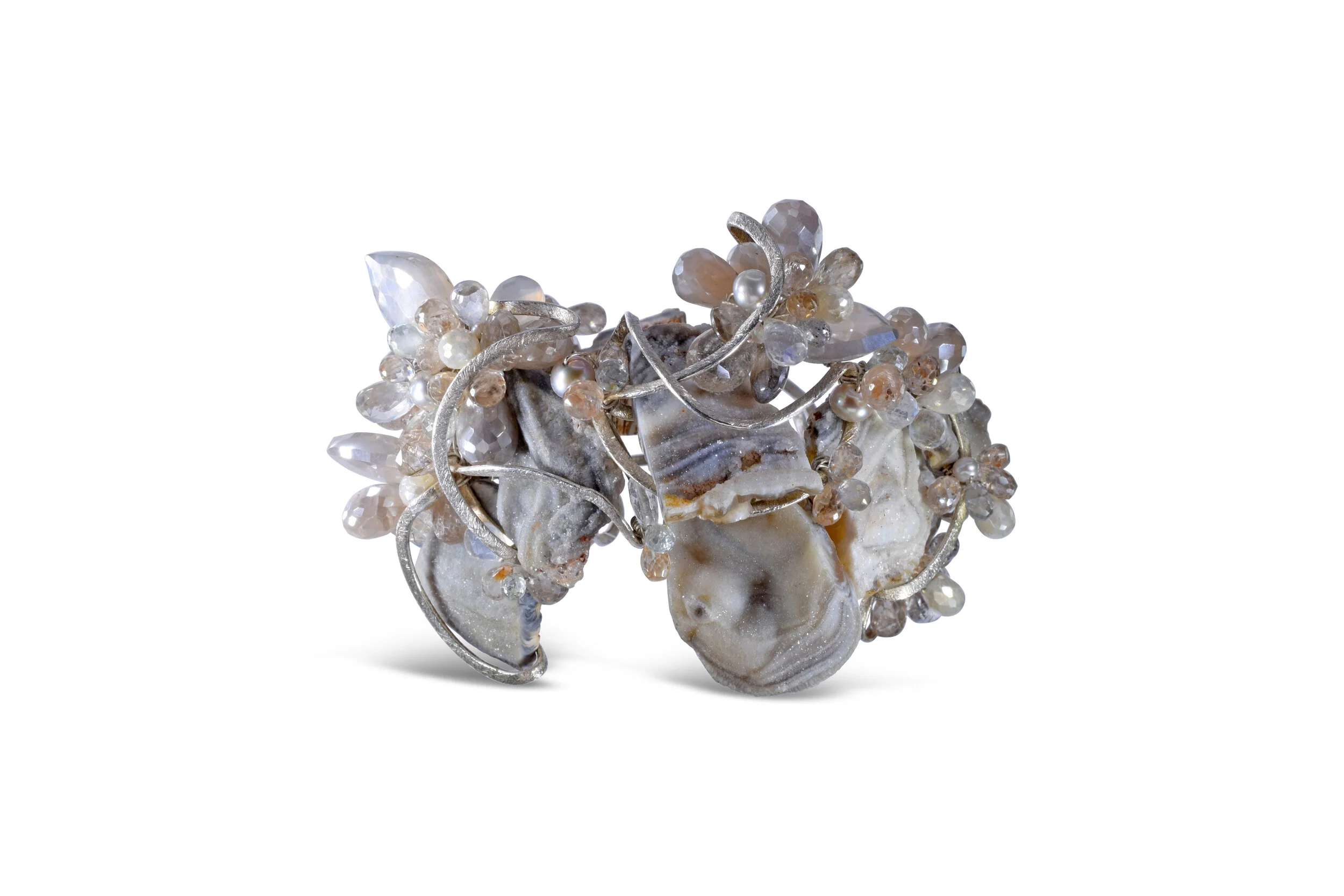Natural Druzy and Gemstone Statement Cuff