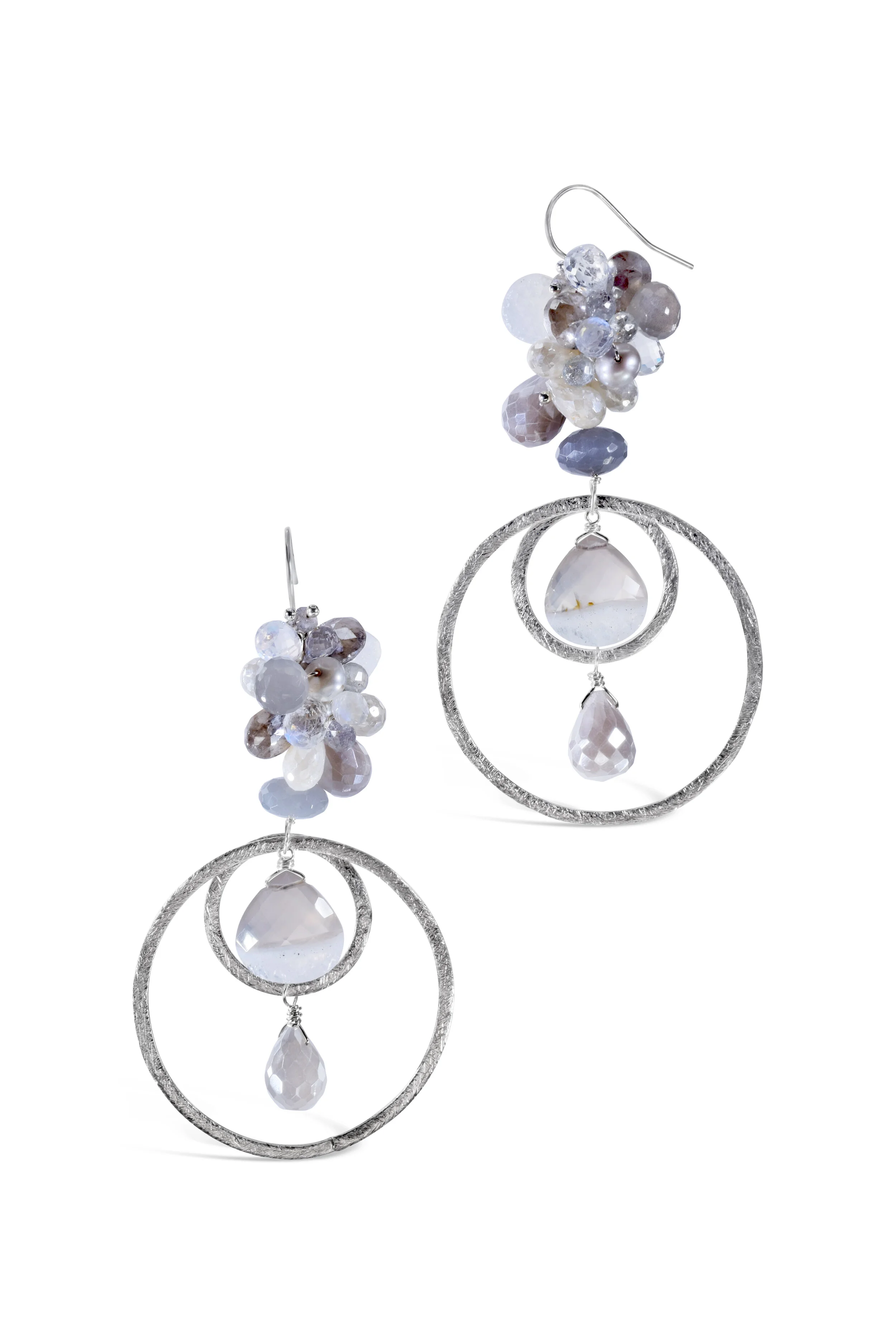 Sterling Silver and Gemstone Hoop Earrings