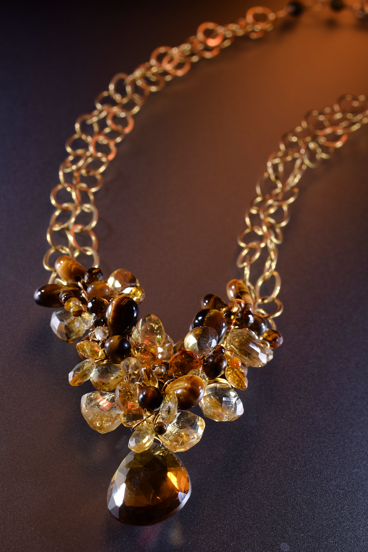 Cats Eye and Citrine Necklace