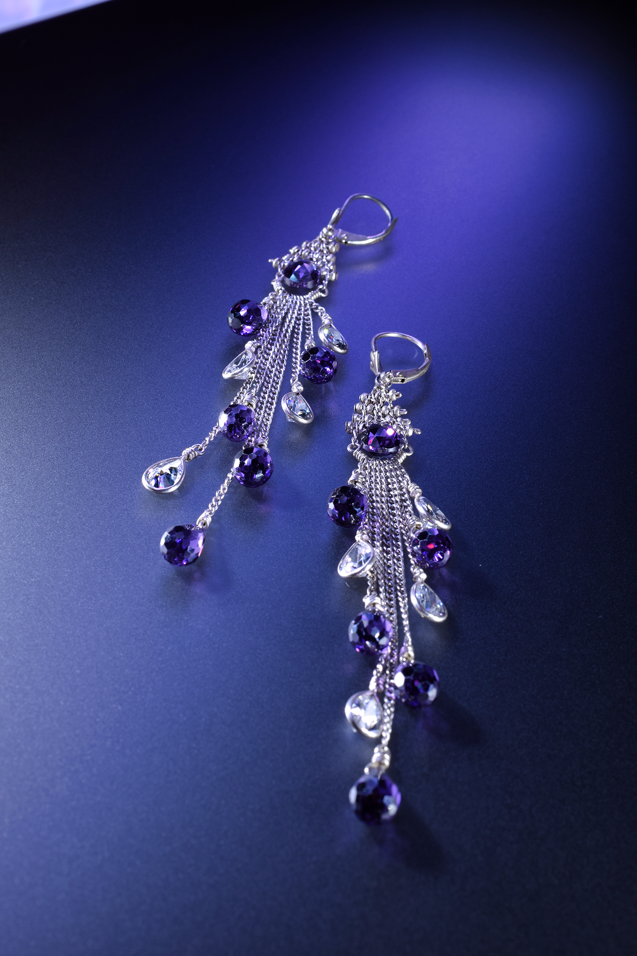 Amethyst Swarovski Crystal Pendant Earrings