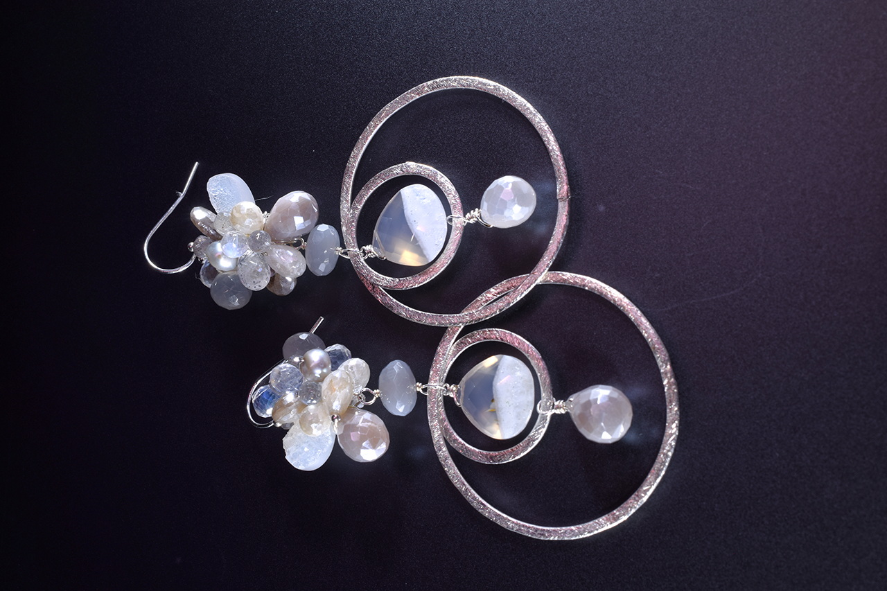 Sterling Silver and Gemstone Hoop Earrings