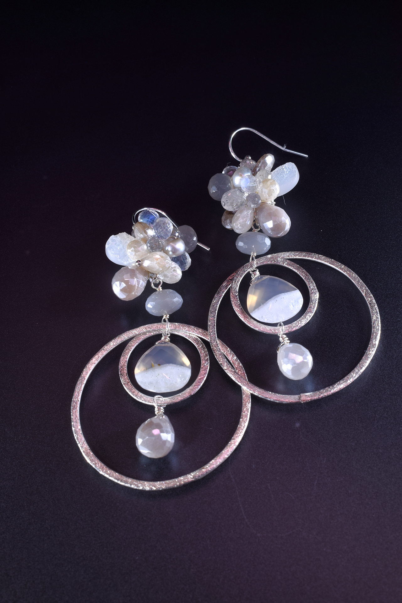Sterling Silver and Gemstone Hoop Earrings