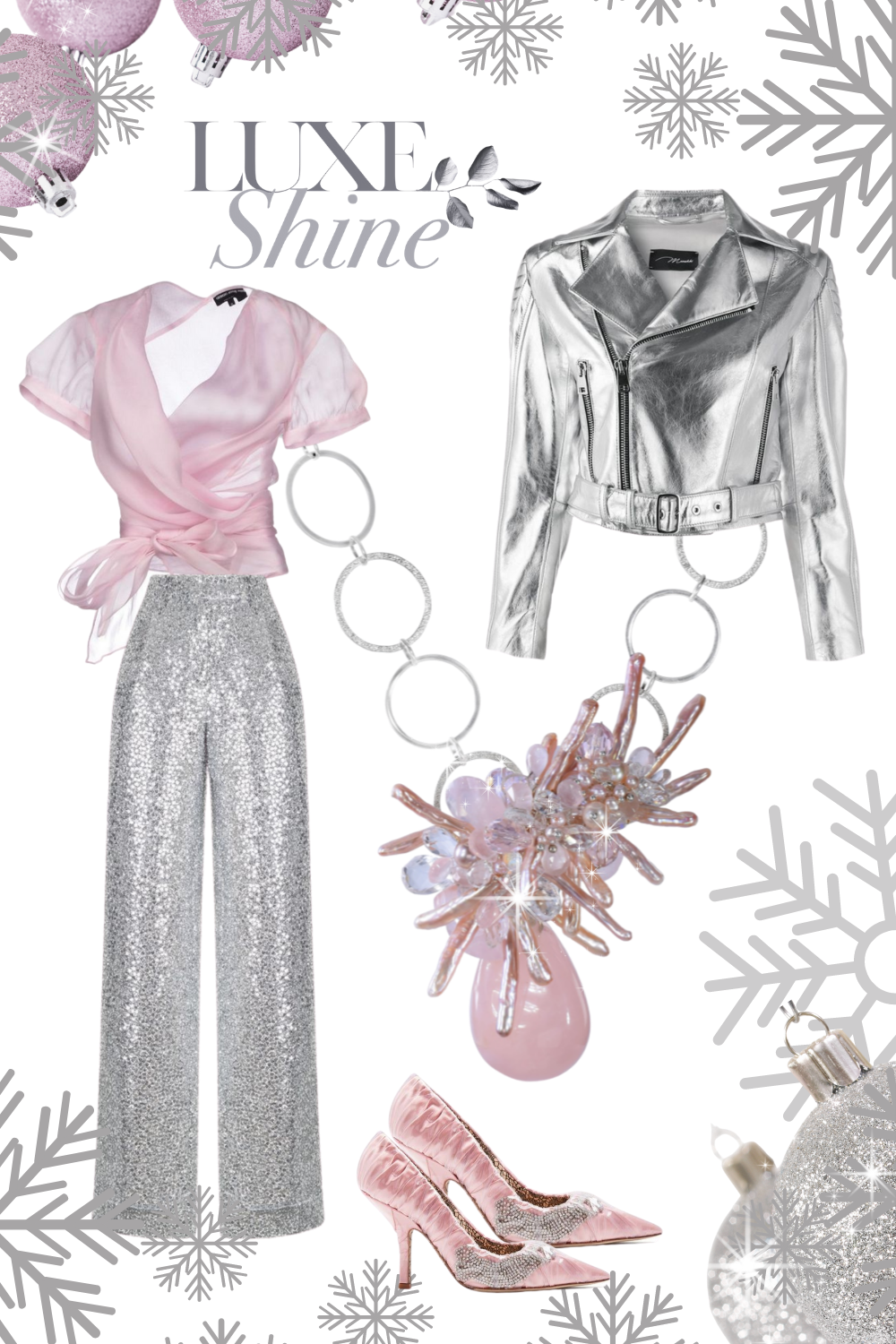 Outfit with a rose quartz pendant