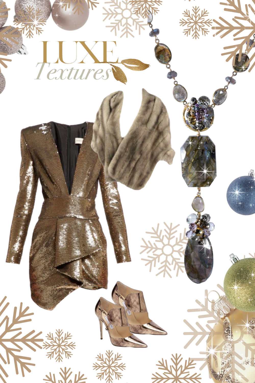 outfit with a long labradorite necklace