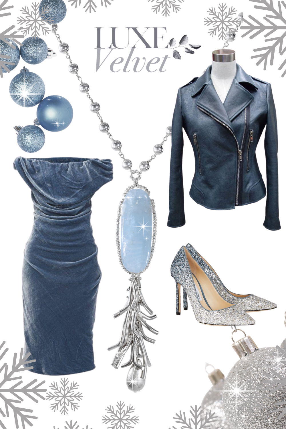 Outfit with Aquamarine Pendant Necklace with Fine Silver Tassel