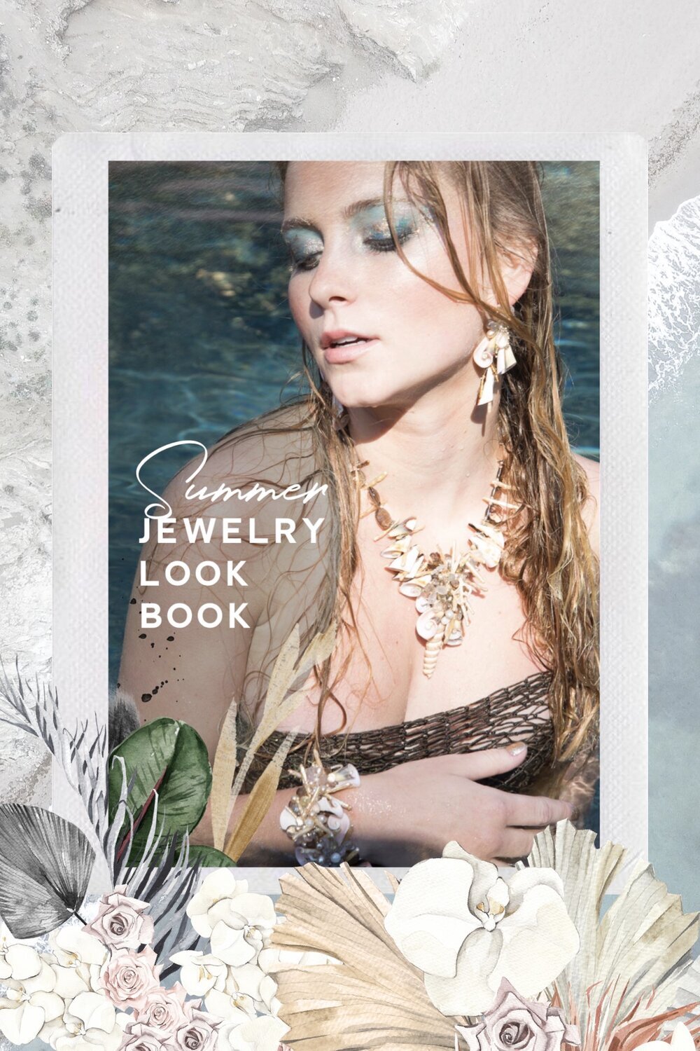 mermaid model wearing featured jewelry from the Siren Collection