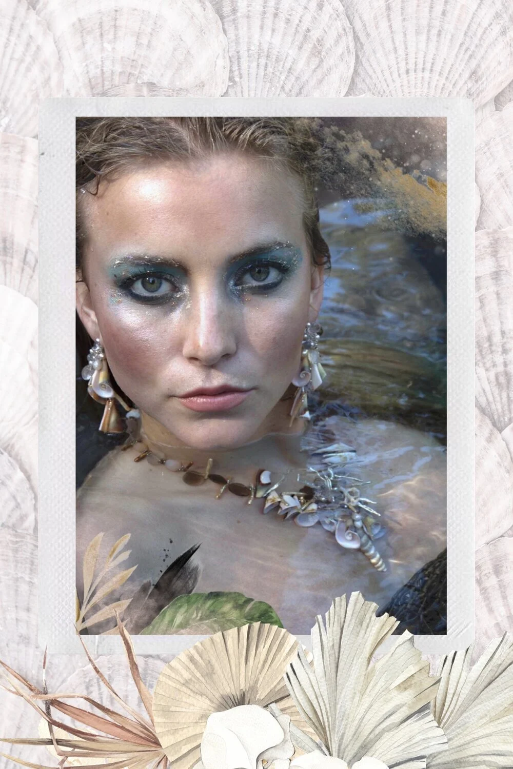 mermaid model wearing featured jewelry from the Siren Collection