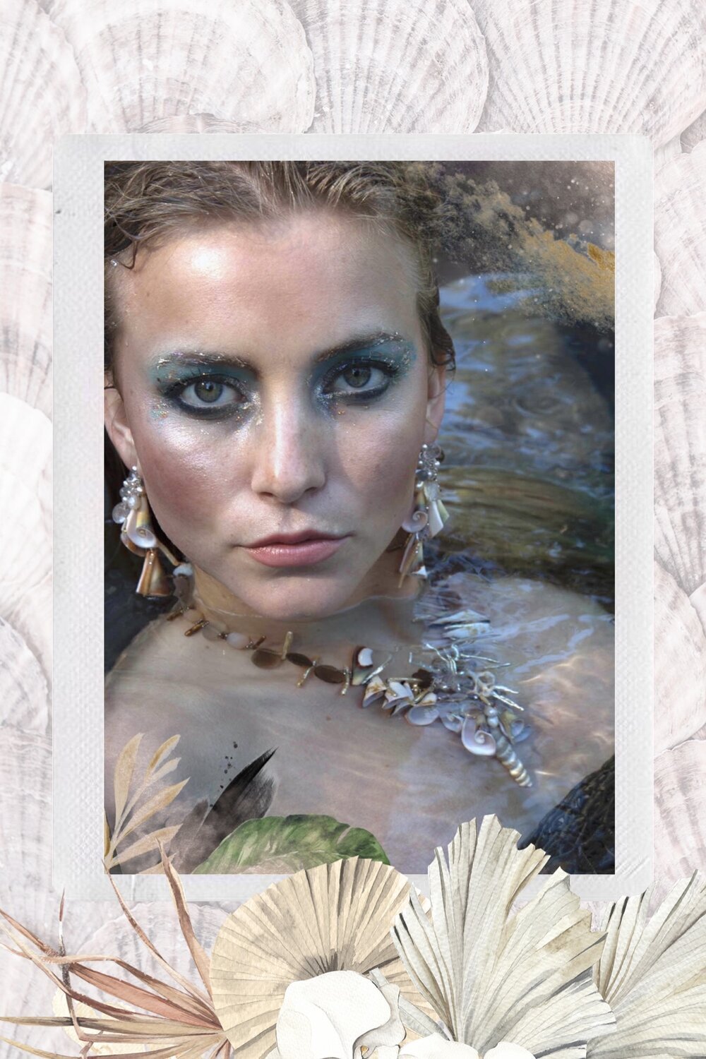 Mermaid model wearing featured jewelry from the Siren Collection
