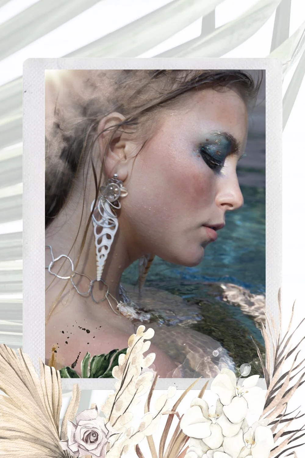 Mermaid model wearing featured jewelry from the Siren Collection