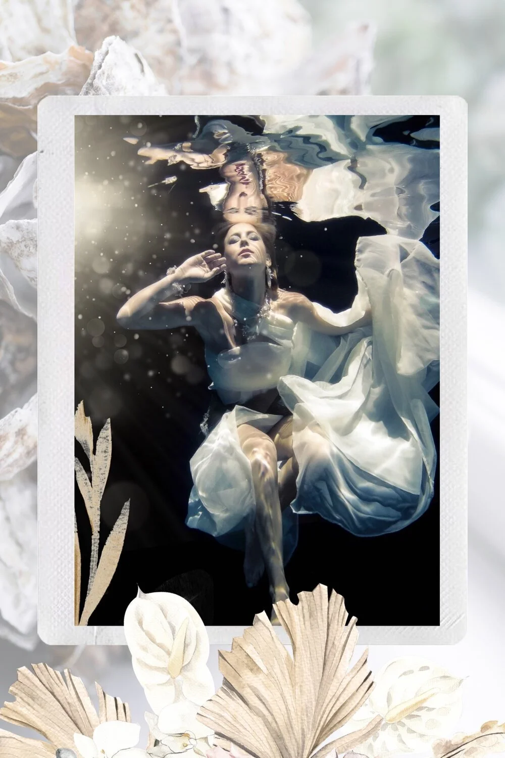 Mermaid model wearing featured jewelry from the Siren Collection