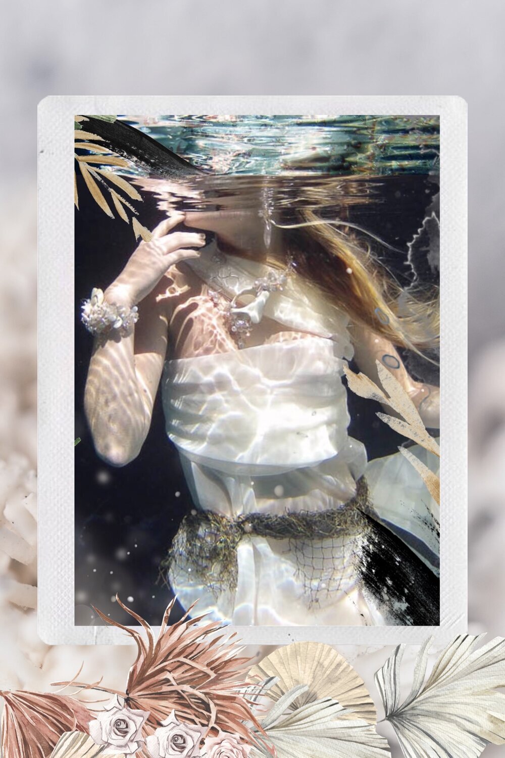 Mermaid model wearing featured jewelry from the Siren Collection