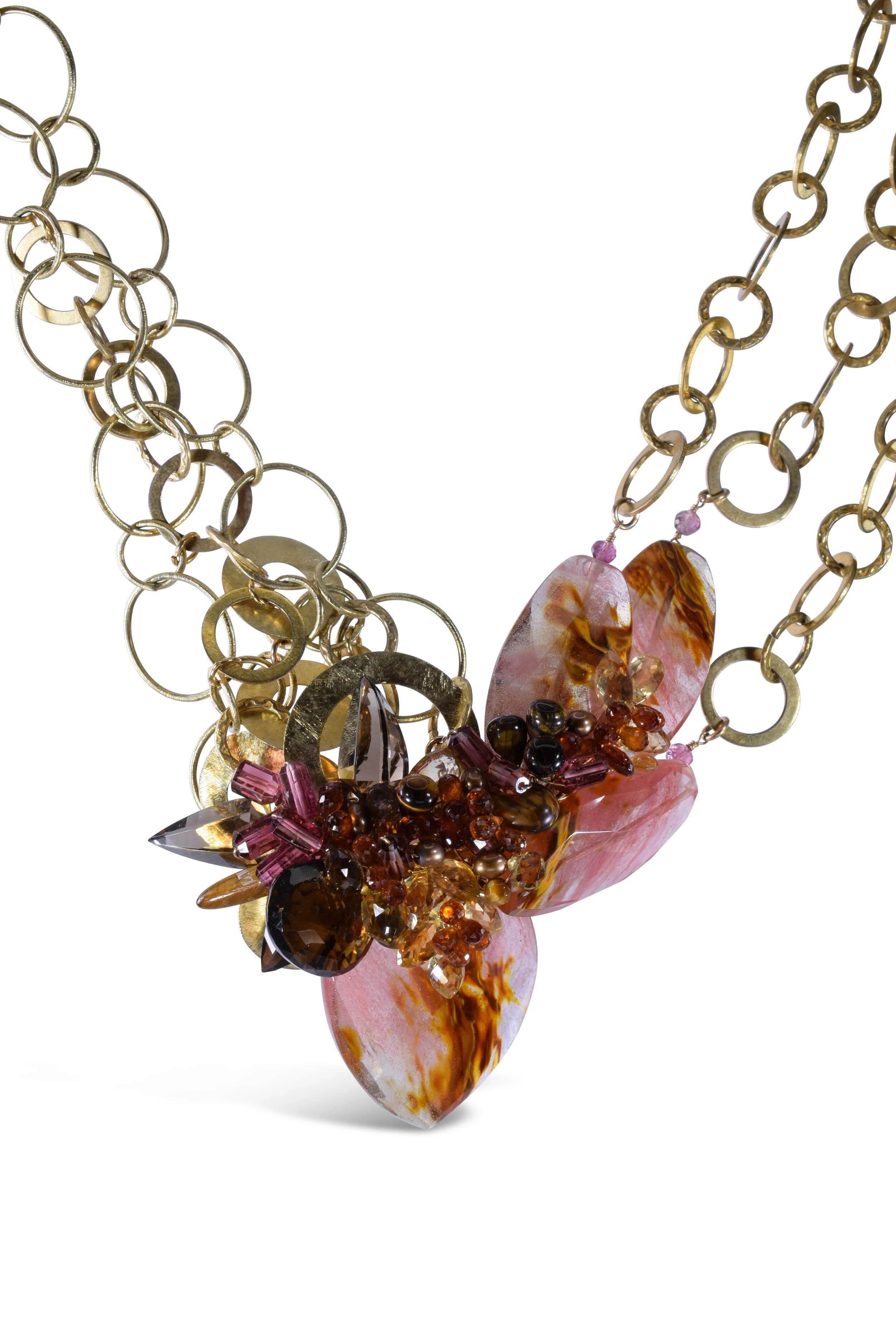 Red Quartz and Gemstone Statement Necklace