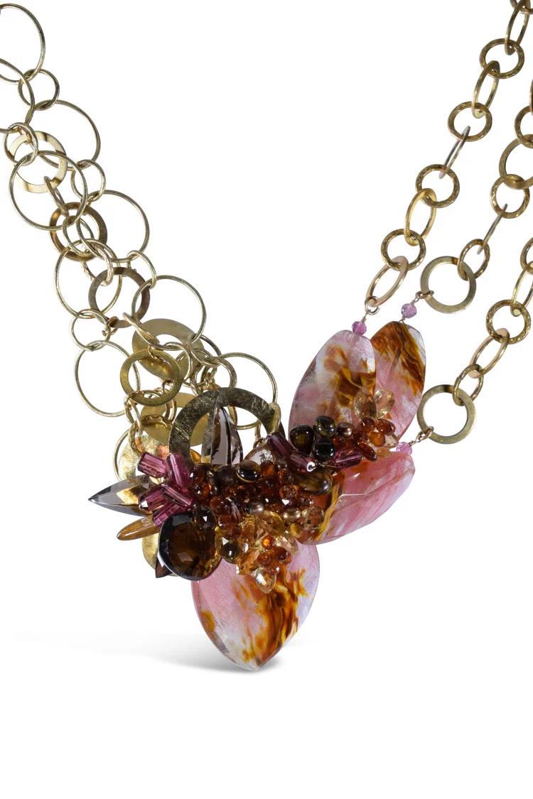 Red Quartz and Gemstone Statement Necklace, by Andrea Li