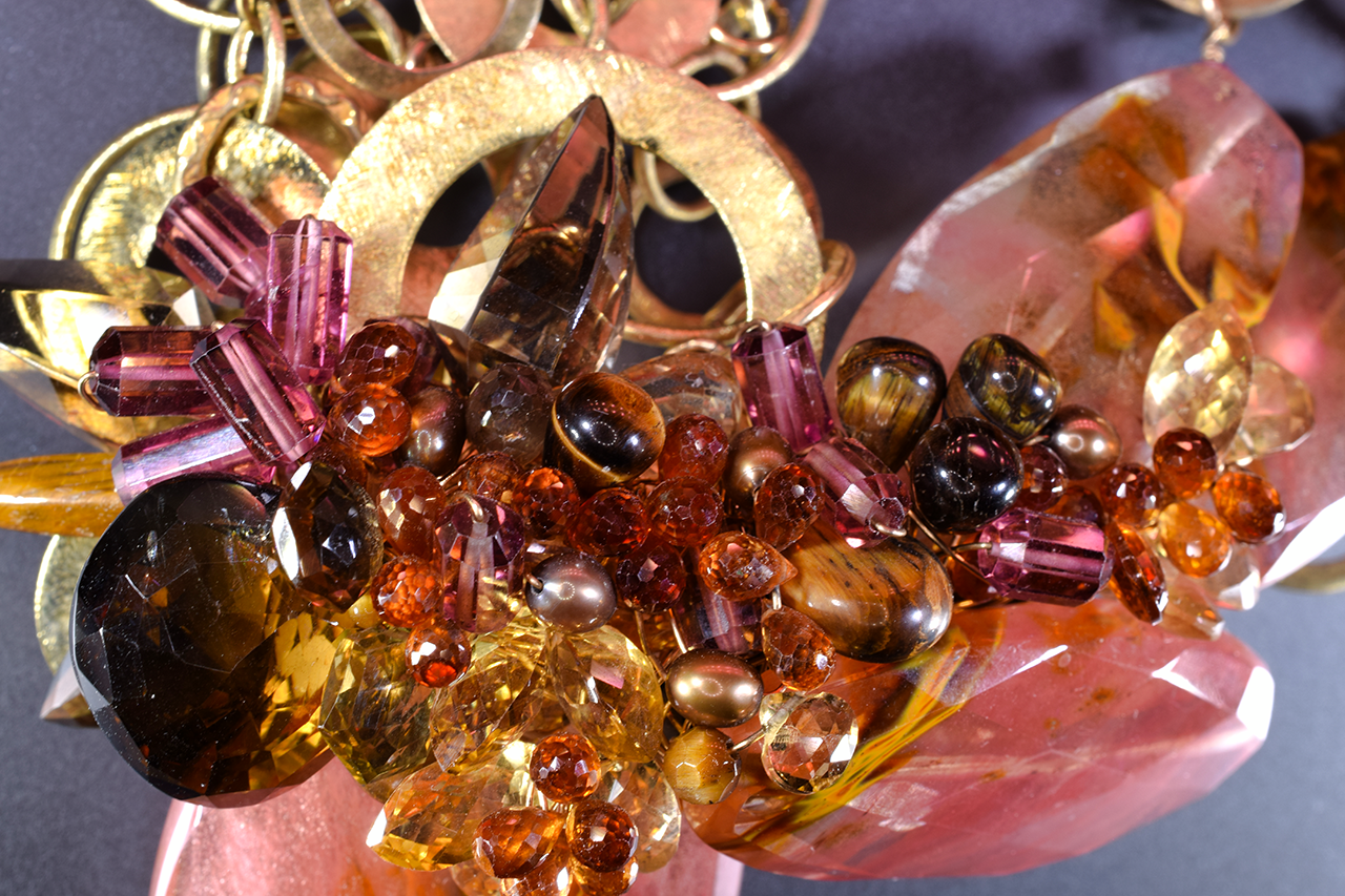 Red Quartz and Gemstone Statement Necklace