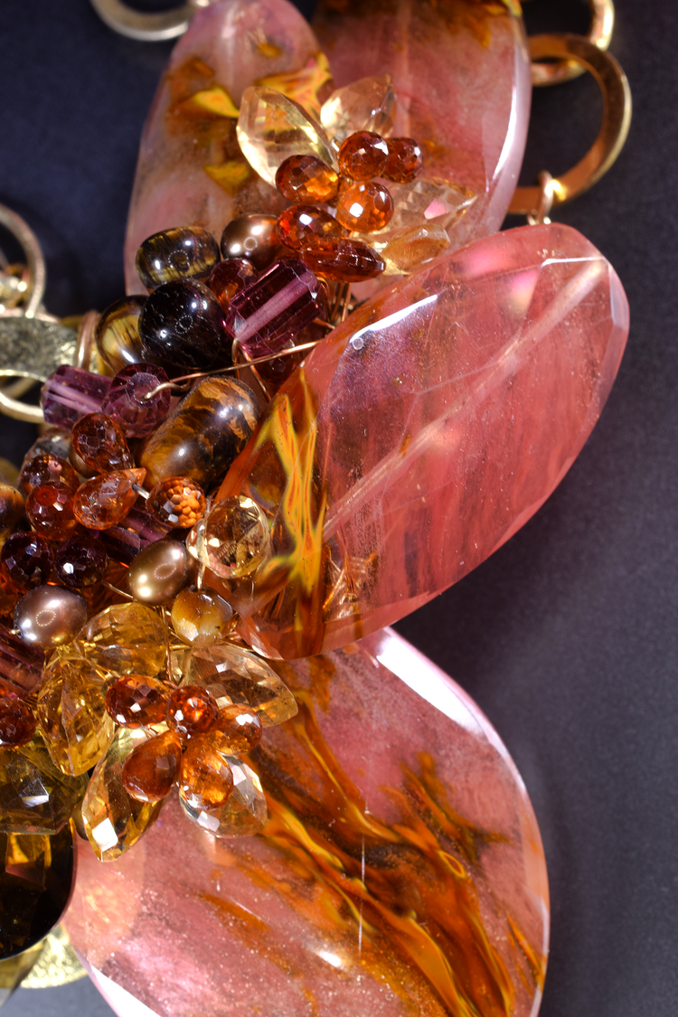 Red Quartz and Gemstone Statement Necklace