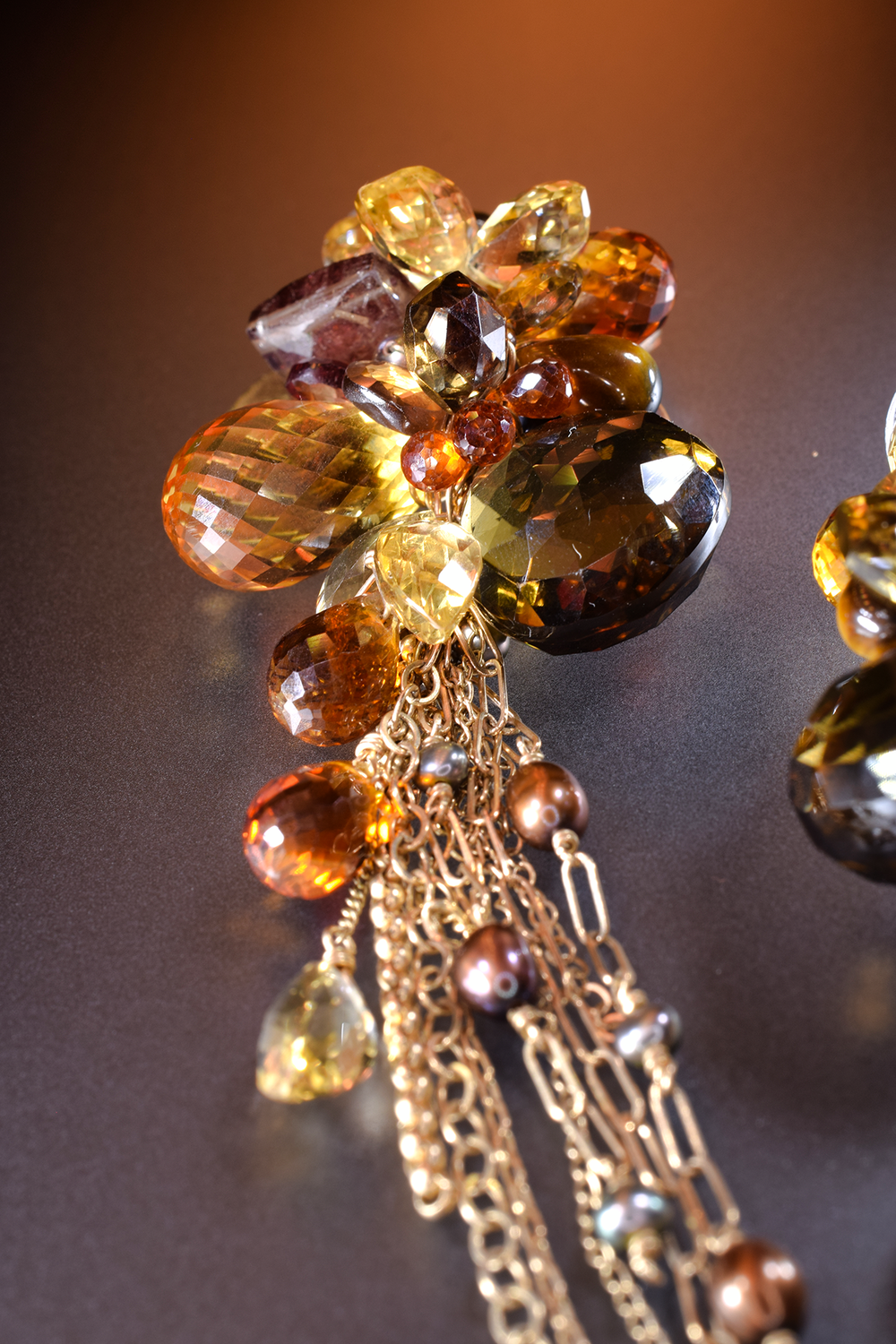 Citrine and Gemstone Statement Earrings with 14k gold