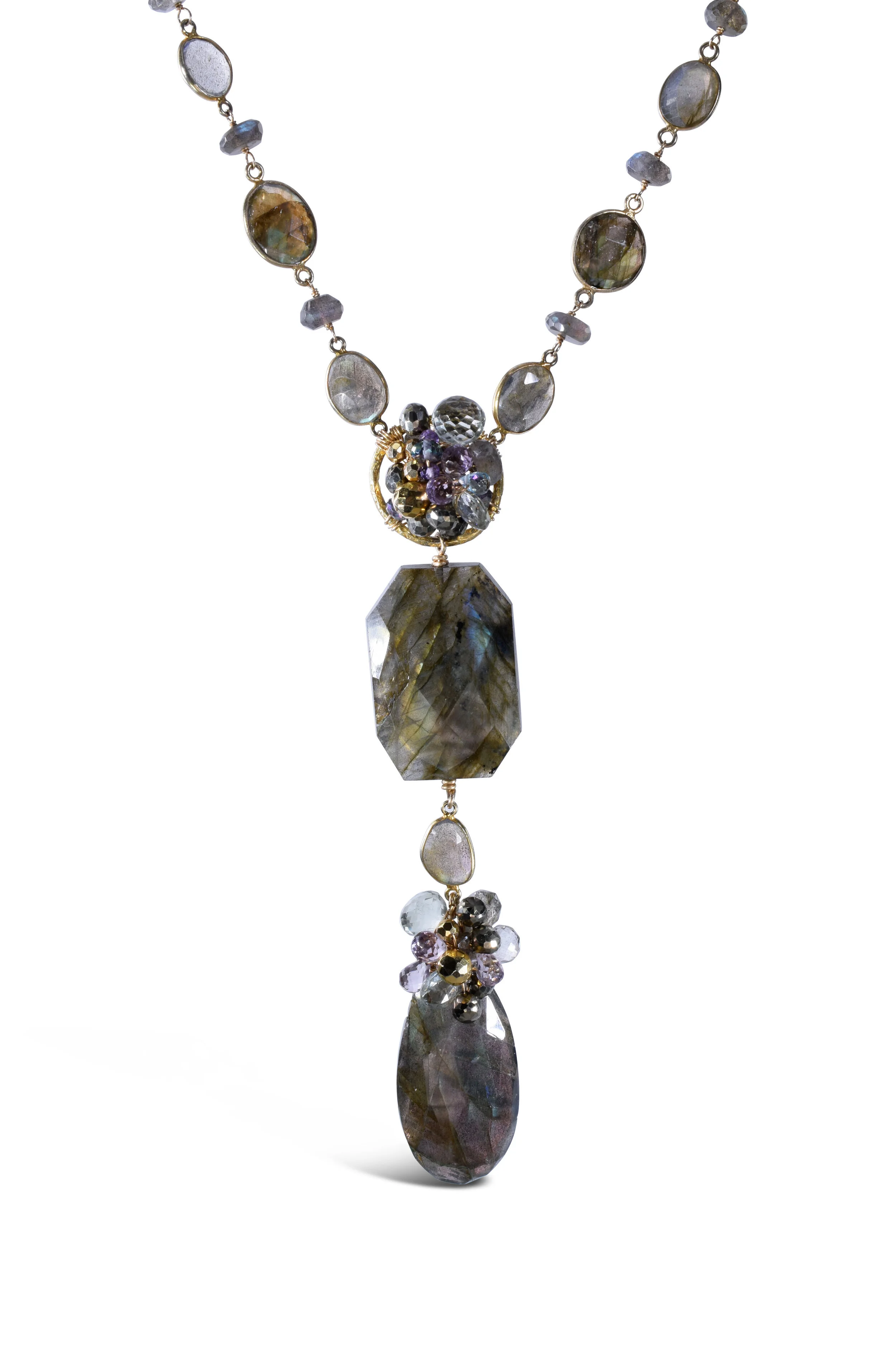 Long Labradorite and Gemstone Necklace