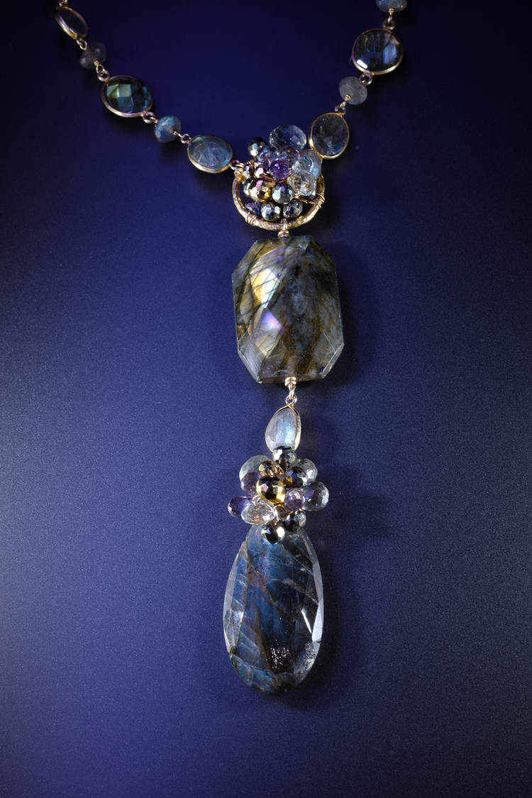 Long Labradorite and Gemstone Necklace