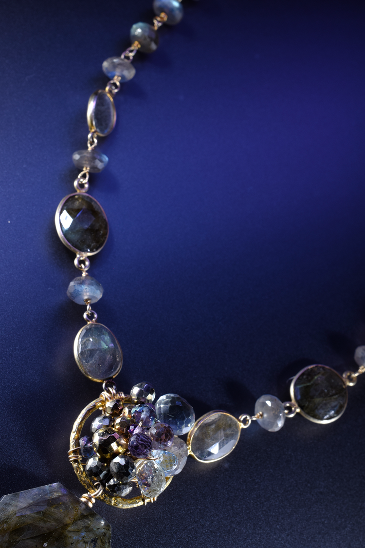 Long Labradorite and Gemstone Necklace
