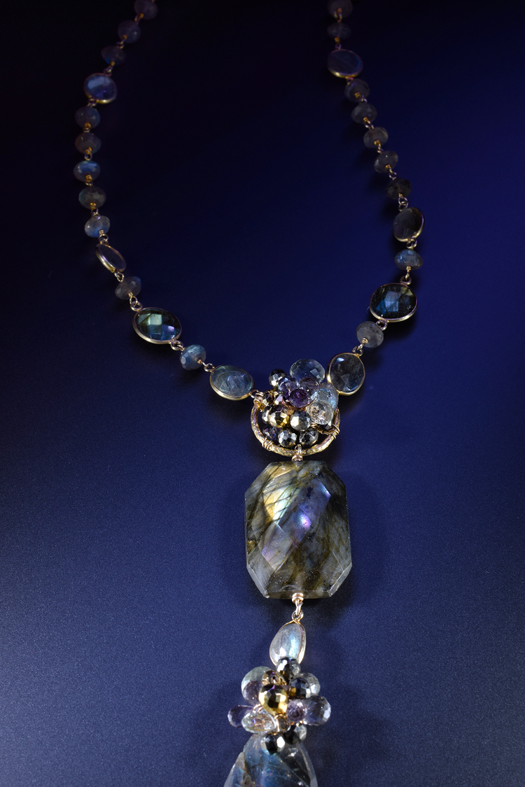Long Labradorite and Gemstone Necklace