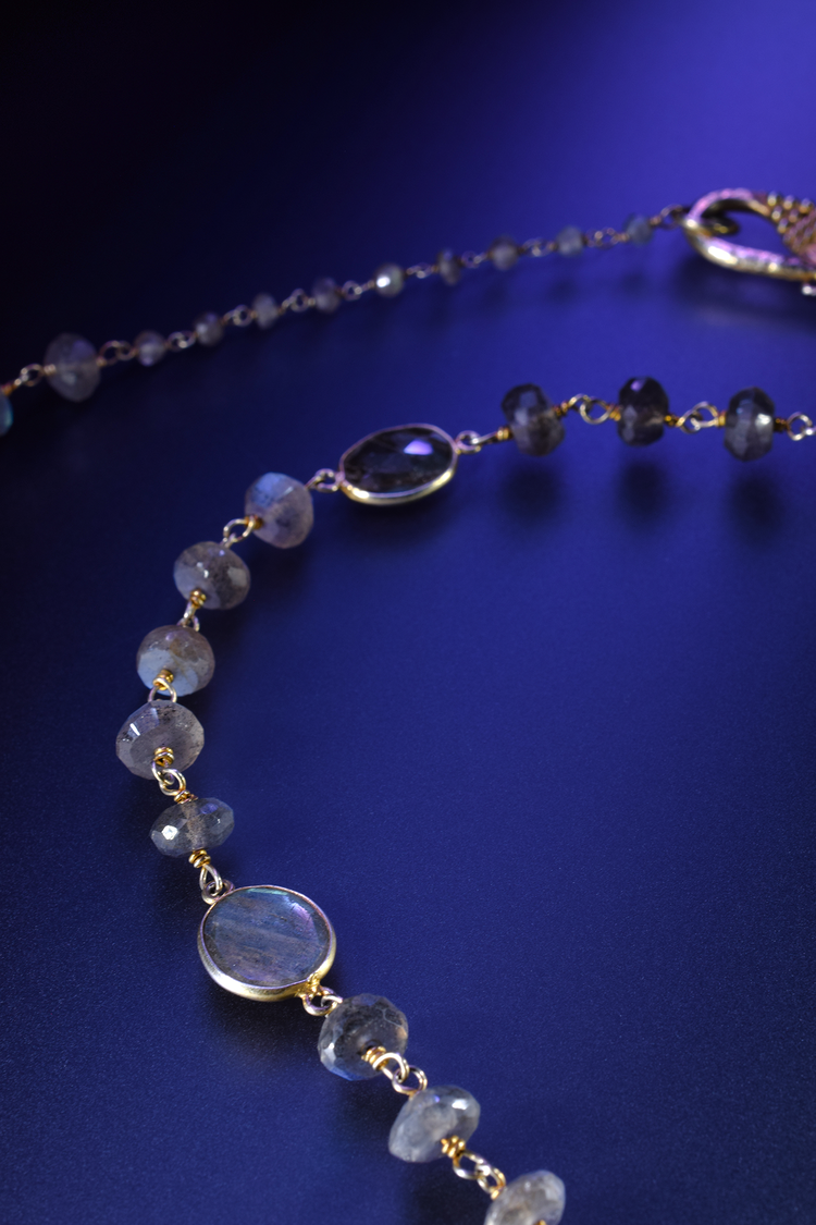 Long Labradorite and Gemstone Necklace