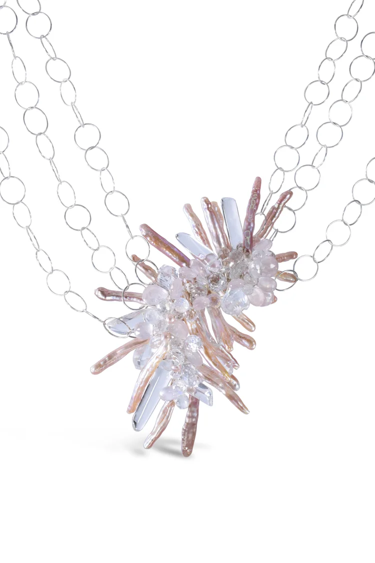 Quartz Crystal and Keshi Pearl Multi-Chain Necklace, by Andrea Li