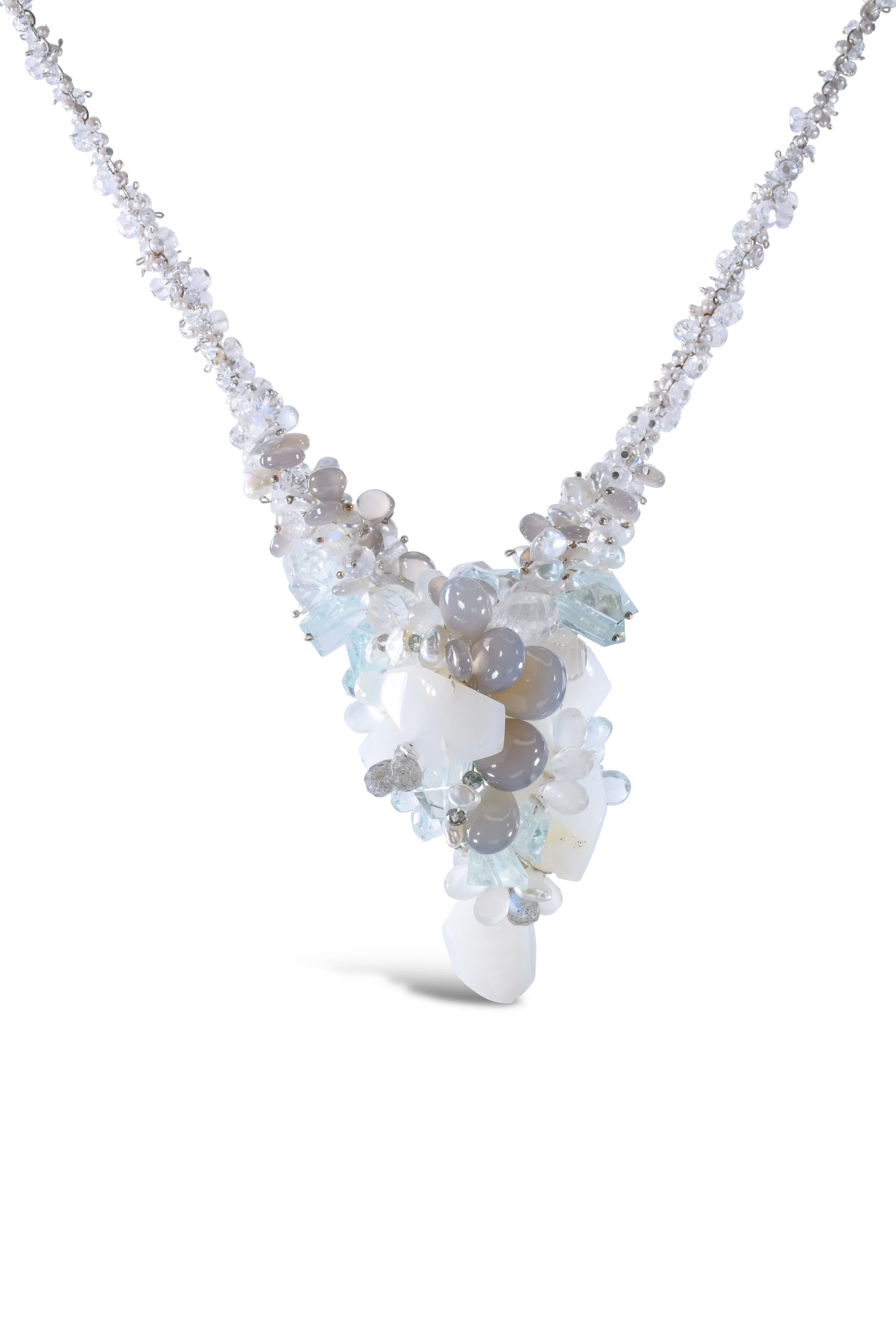 Rainbow Moonstone and Aquamarine Necklace