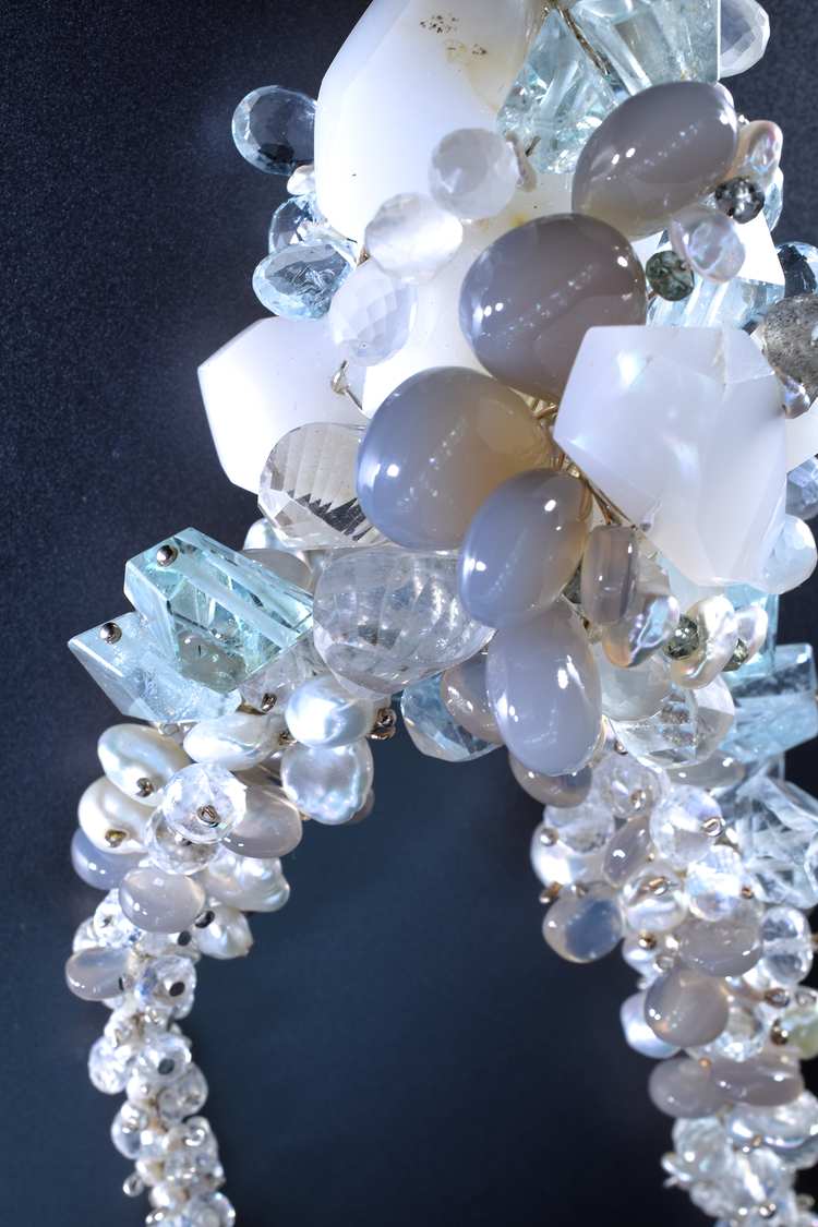 Rainbow Moonstone and Aquamarine Necklace