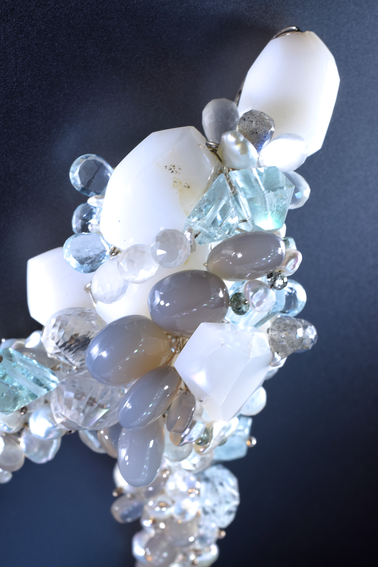 Rainbow Moonstone and Aquamarine Necklace
