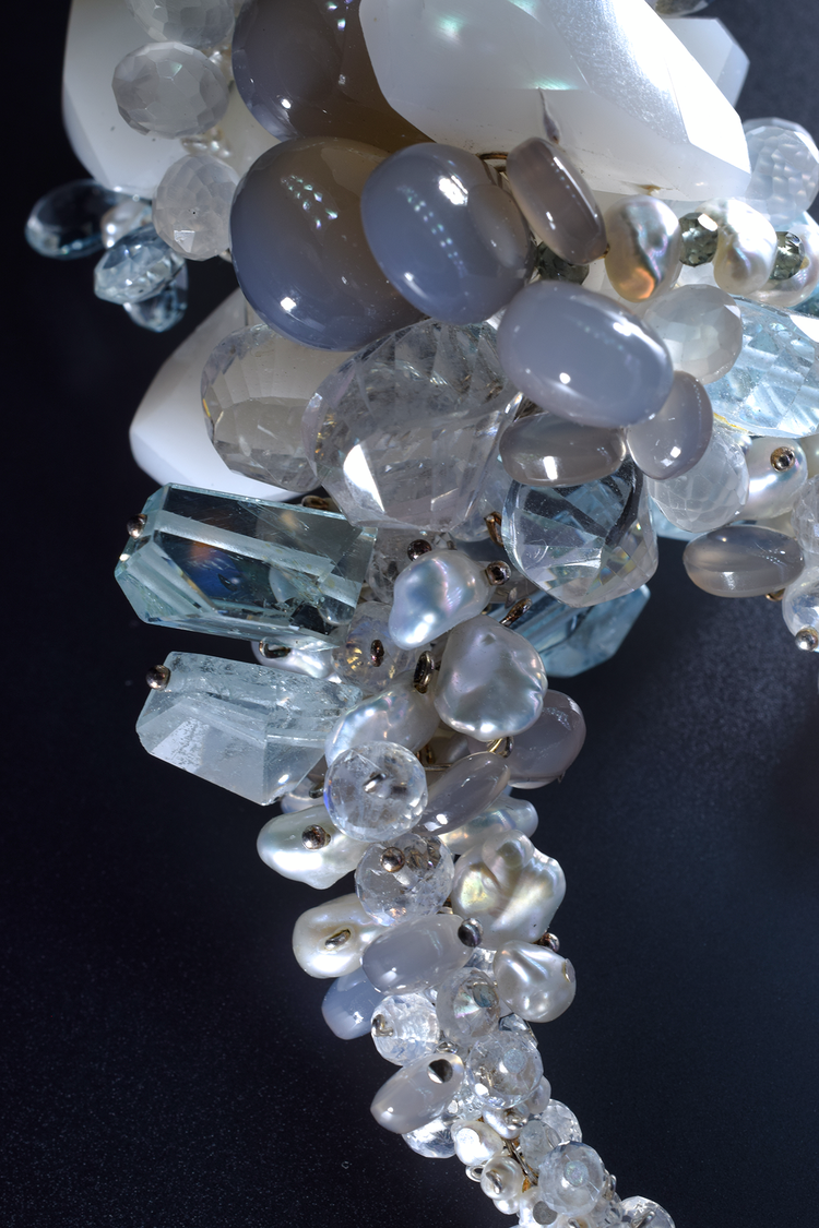 Rainbow Moonstone and Aquamarine Necklace