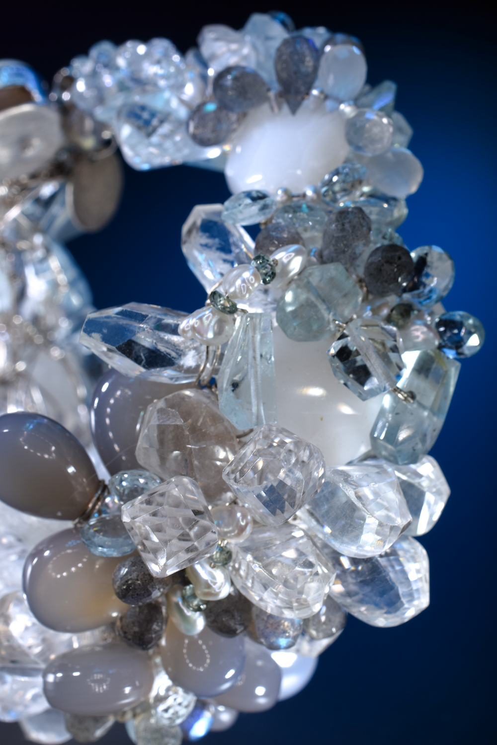 White Topaz and Gemstone Statement Cuff