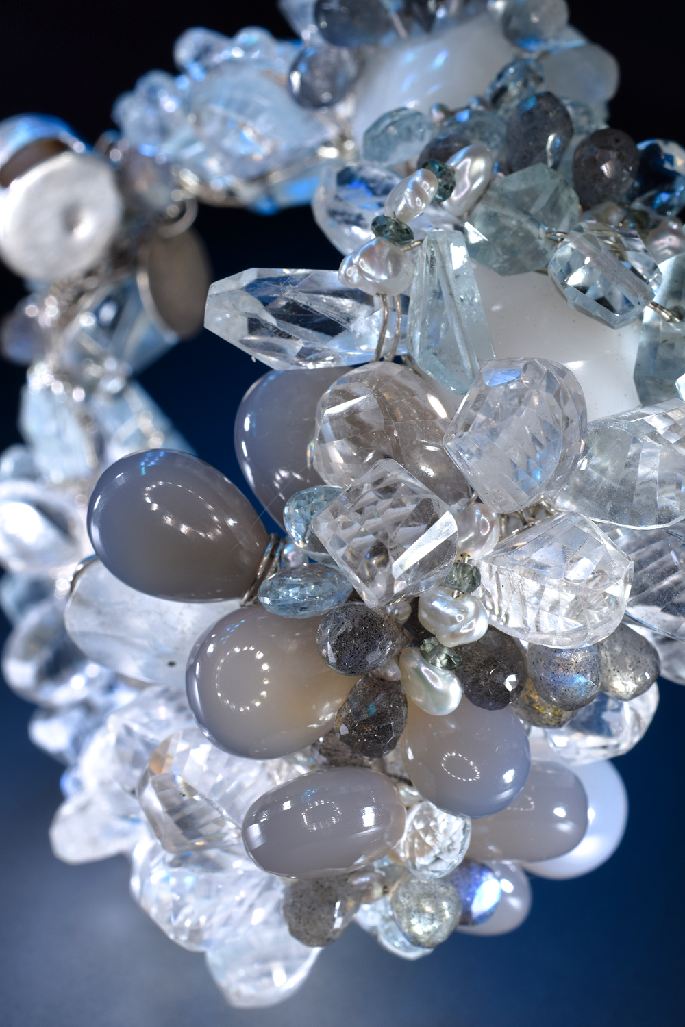 White Topaz and Gemstone Statement Cuff