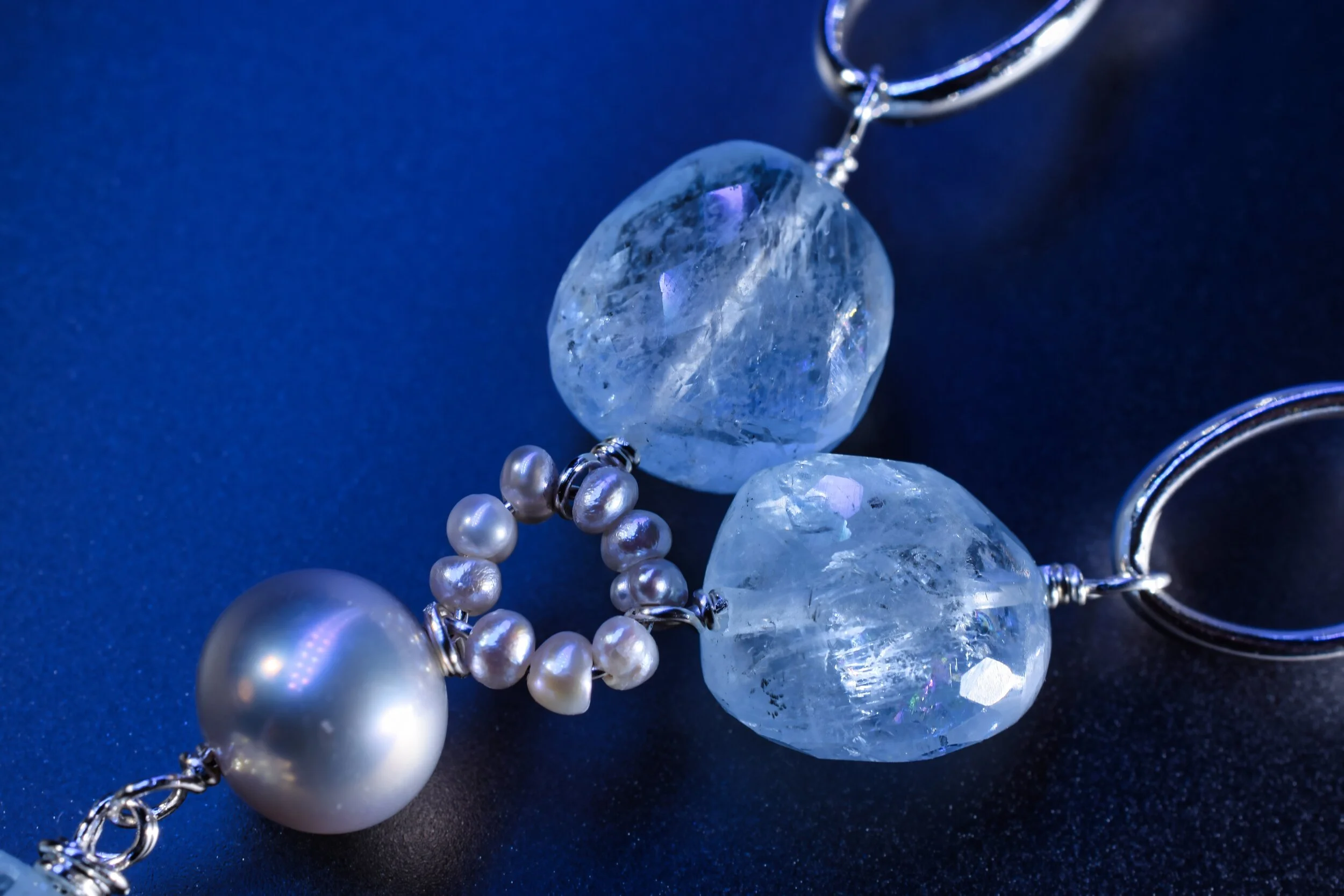 Art Deco Aquamarine and Zircon Pendant Necklace